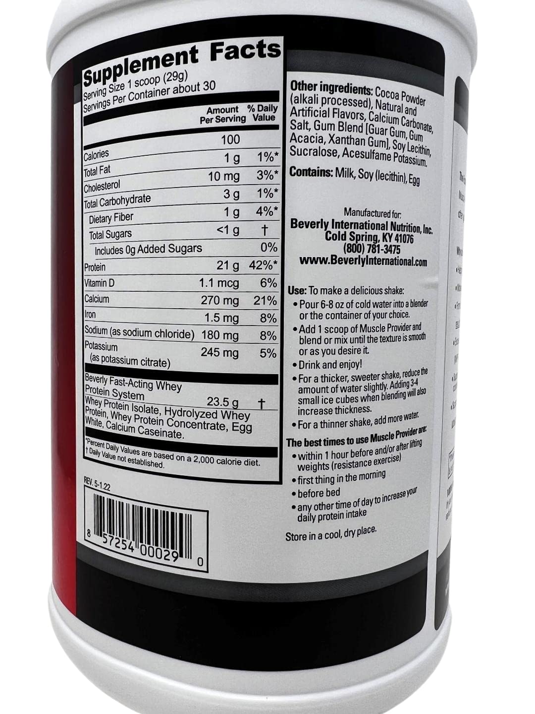 Beverly International Muscle Provider, 30 Servings, Chocolate. Super-Fast-Absorbing Whey Protein Powder for Recovery, Lean Muscle. Fills Your Muscles, not Your Stomach. Tastes Like ice Cream