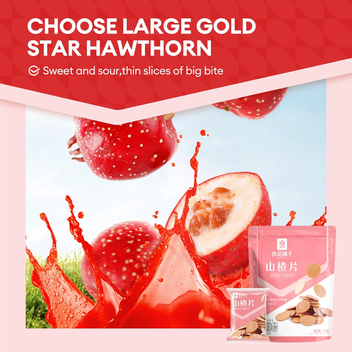 BESTORE Haw Flake Hawthorns Flakes Sweet Candy Chinese Fruit Treats Snacks 88oz