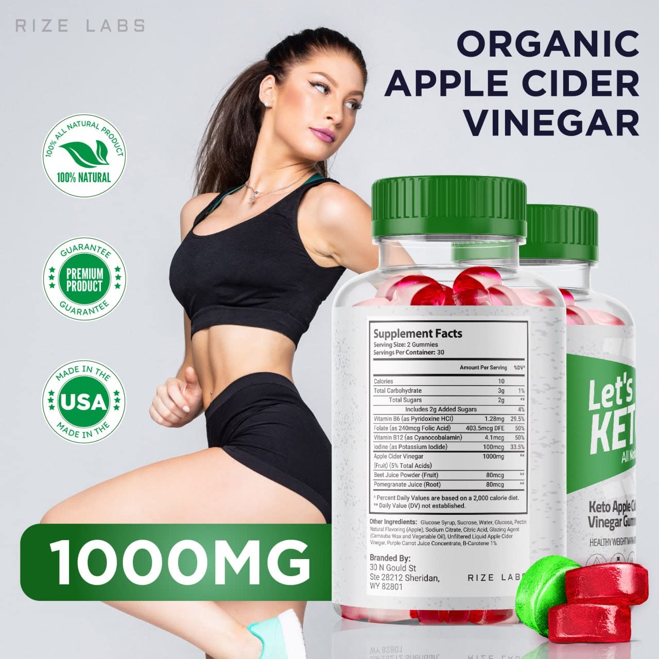 rize labs - Lets Keto Apple Cider Vinegar Gummies for Weight Management Loss - Advanced Formula - All Natural Ingredients (120 Gummies) (Pack of 2)