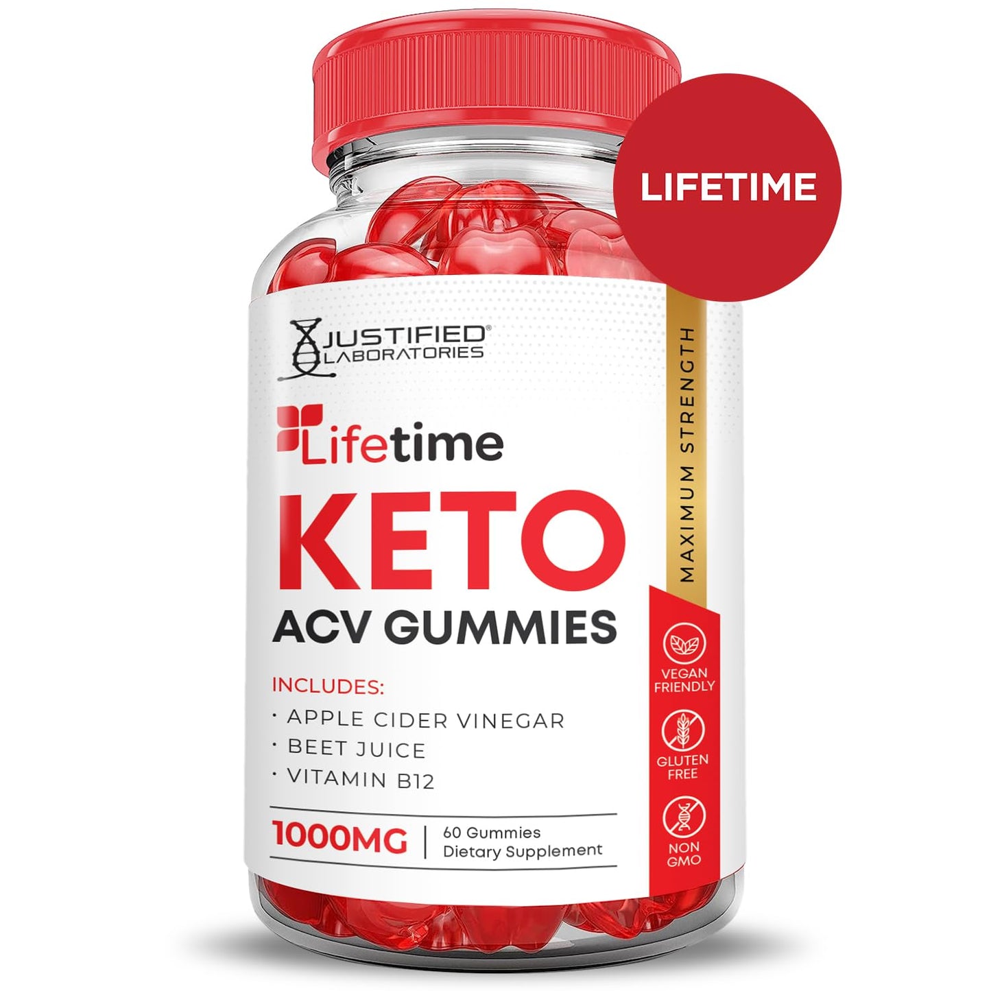 (2 Pack) Lifetime Keto ACV Gummies Advanced Formula 1000MG Lifetime Keto Gummies Apple Cider Vinegar Formulated with Pomegranate Beet Juice Powder B12 Vegan Non GMO 120 Gummys