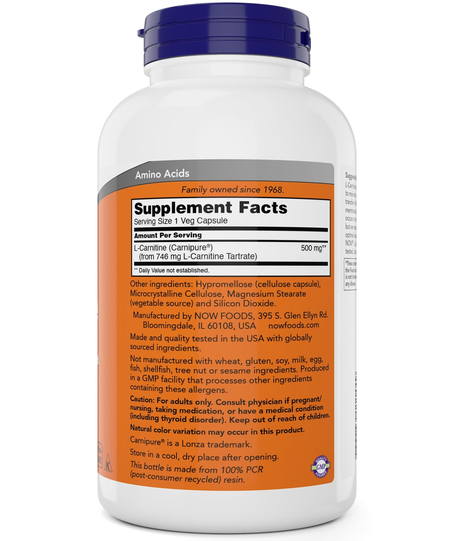 NOW Foods L-Carnitine 500 mg, 240 Veg Caps (Pack of 2)