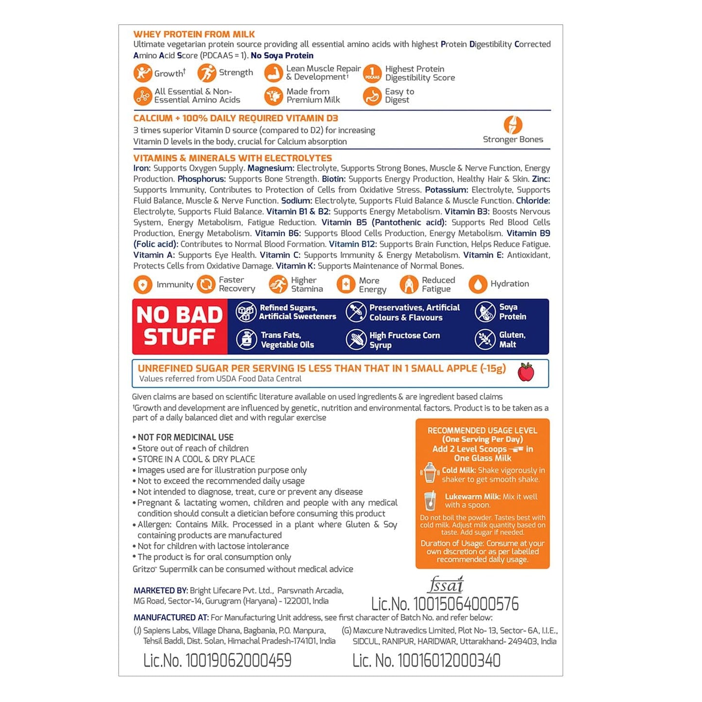 SuperMilk 8-12y (Girls), Kids Nutrition & Health Drink, Protein Powder for Kids Growth & Sports, High Protein (10 g), Calcium + D3, 21 Nutrients, Natural Double Chocolate Flavour, 400 g | 14.10 Ounce