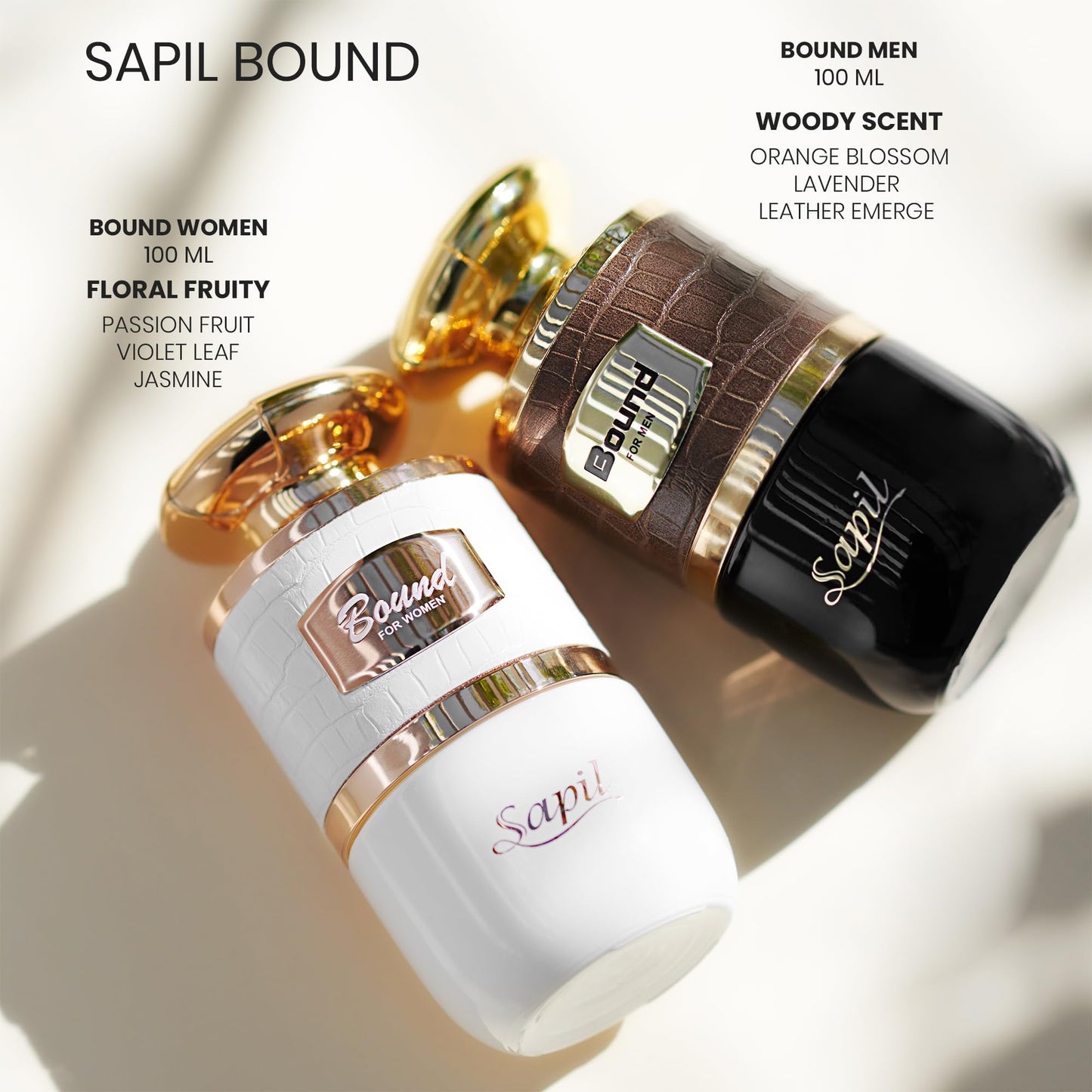 Sapil Bound Perfume for Men 3.4 Oz (100 ml) - Eau de Toilette with Long-Lasting Dubai Scent, Oriental Spicy Blend of Green Mandarin, Cardamom, Orange Blossom & Tonka Bean for Daily & Special Occasions