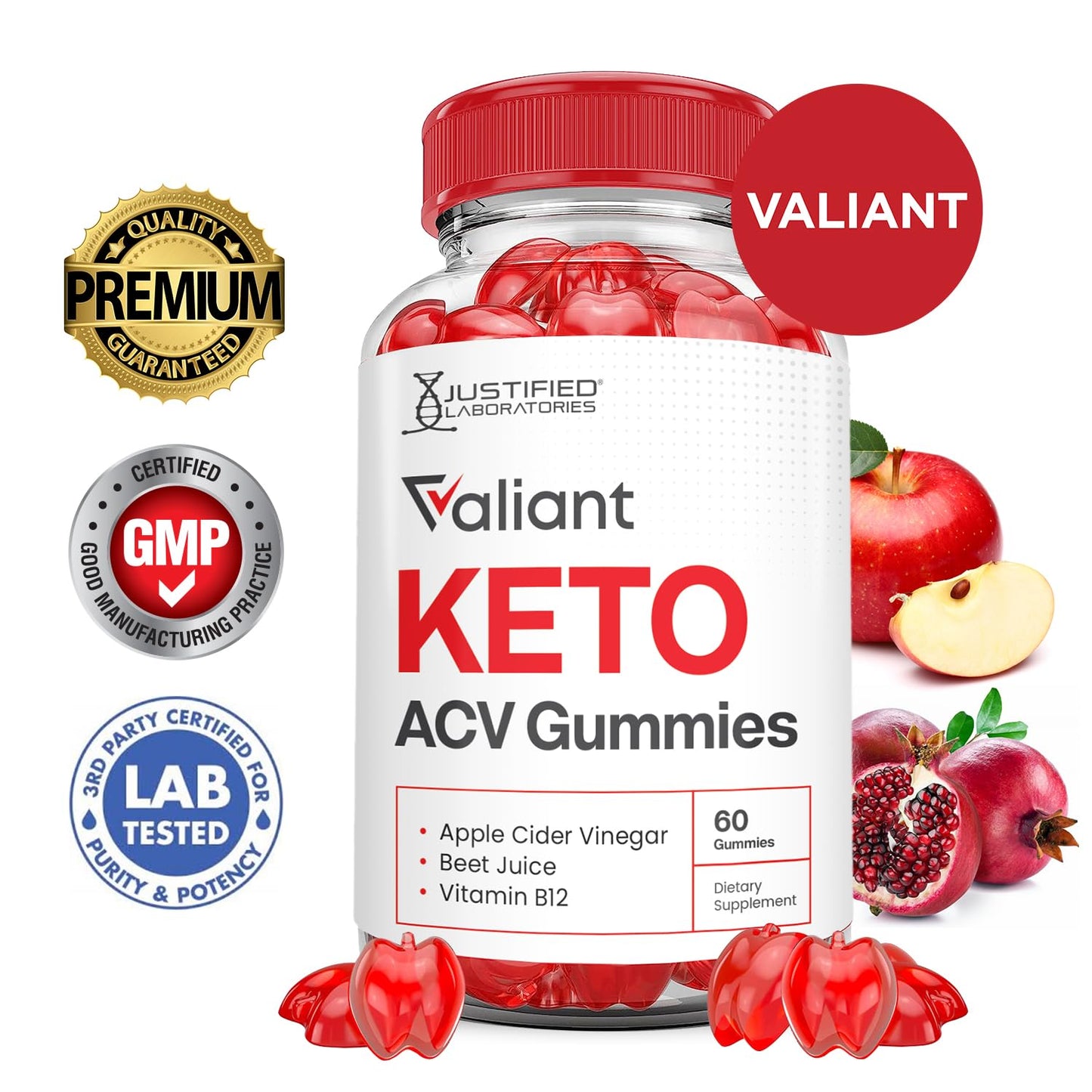 (2 Pack) Valiant Keto ACV Gummies Advanced Formula 1000MG Valant Keto Gummies Apple Cider Vinegar Formulated with Pomegranate Beet Juice Powder B12 Vegan Non GMO 120 Gummys