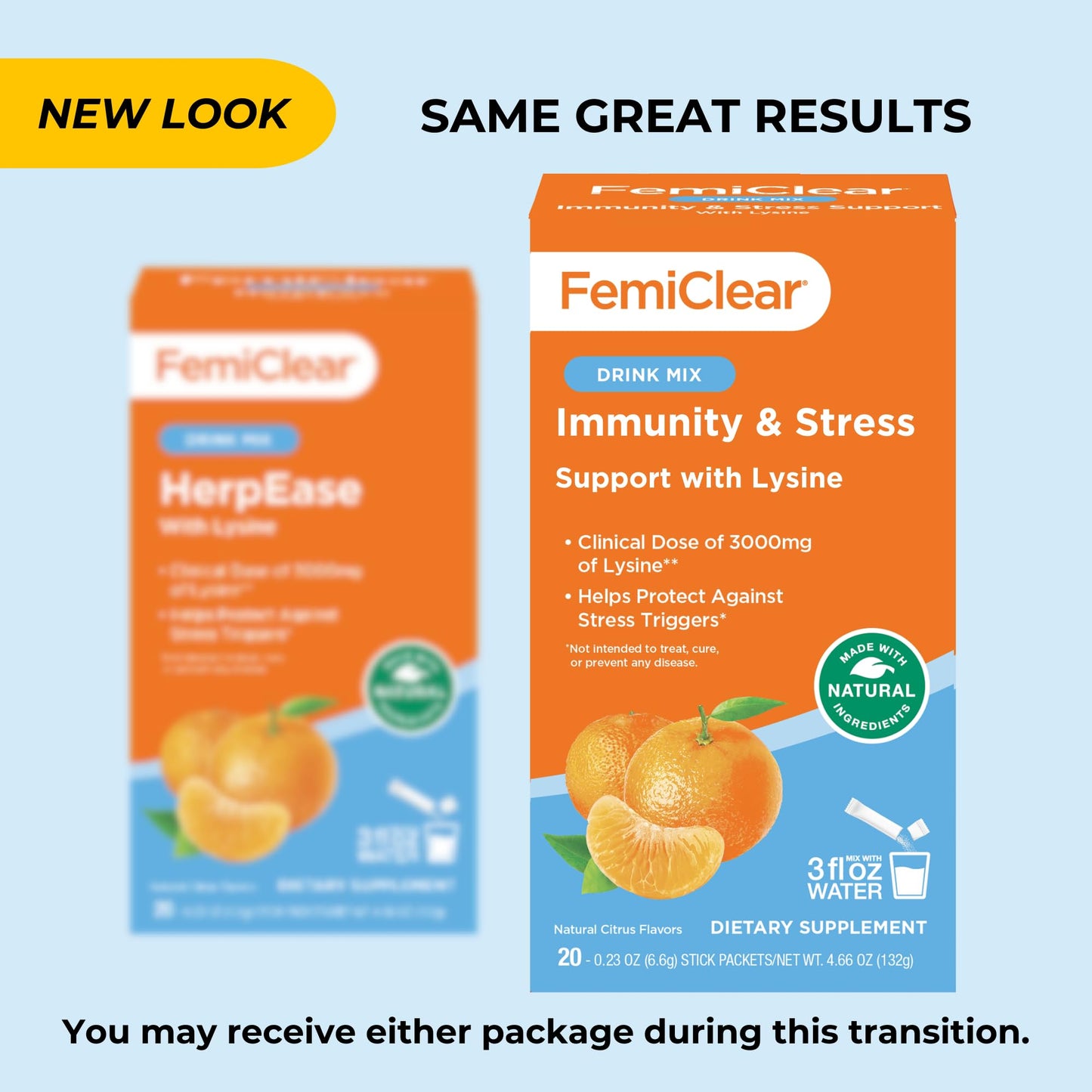 FemiClear HerpEase with L-Lysine 3000mg Dietary Supplement Drink Mix with Zinc 11mg Vitamins A and C 900mg Sensoril Ashwaganda 250mg Stevia Extract 60mg