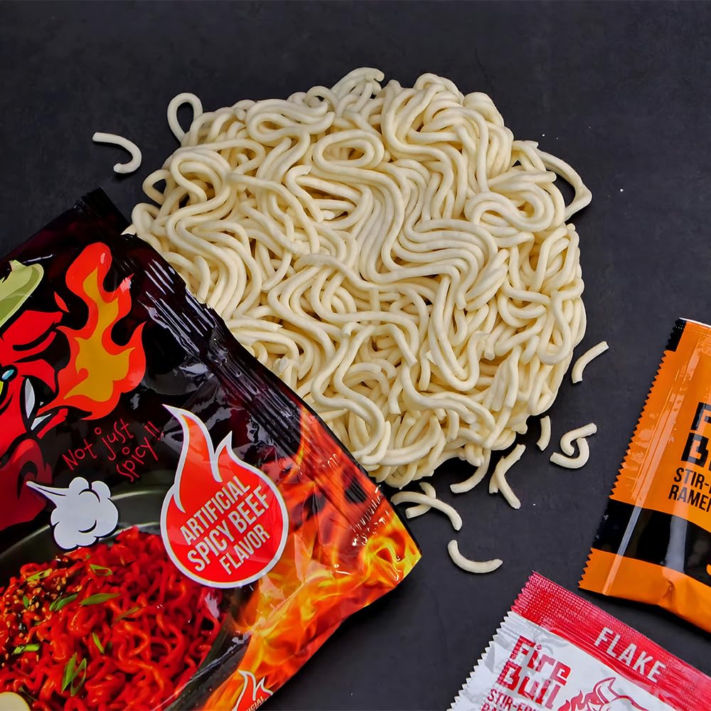 Fire Bull Ramen Intense Spicy StirFried Ramen Authentic Korean Heat Meets Flavorful Delight Thick Chewy Noodles Quick Easy Meal 4 Pouches