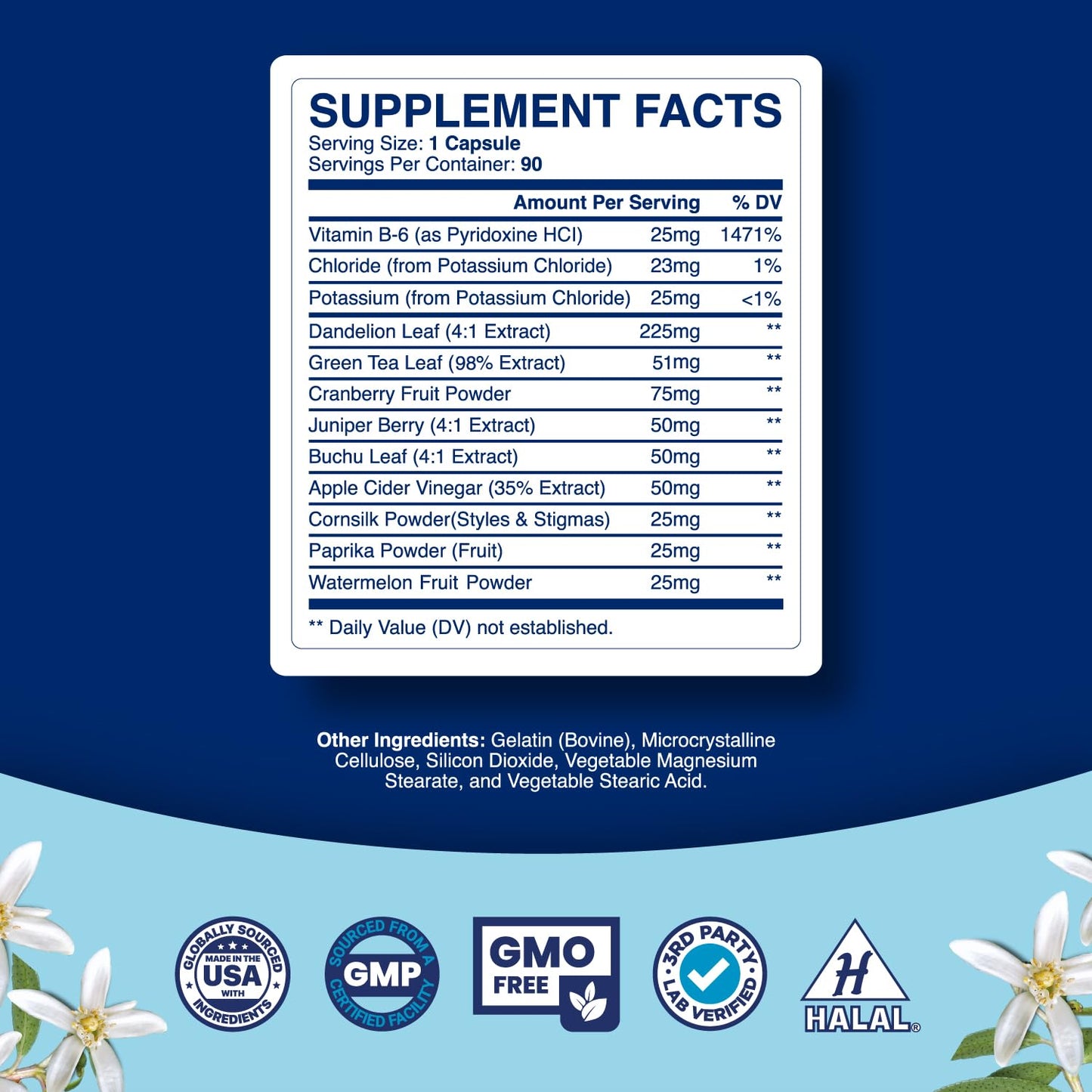 Water Retention Pills for Women & Men - Herbal Diuretic Supplements - Fluid Retention Supplement with Dandelion Leaf Extract & Green Tea for Bloating Relief - Pills for Leg & Feet Swelling - 90 Count