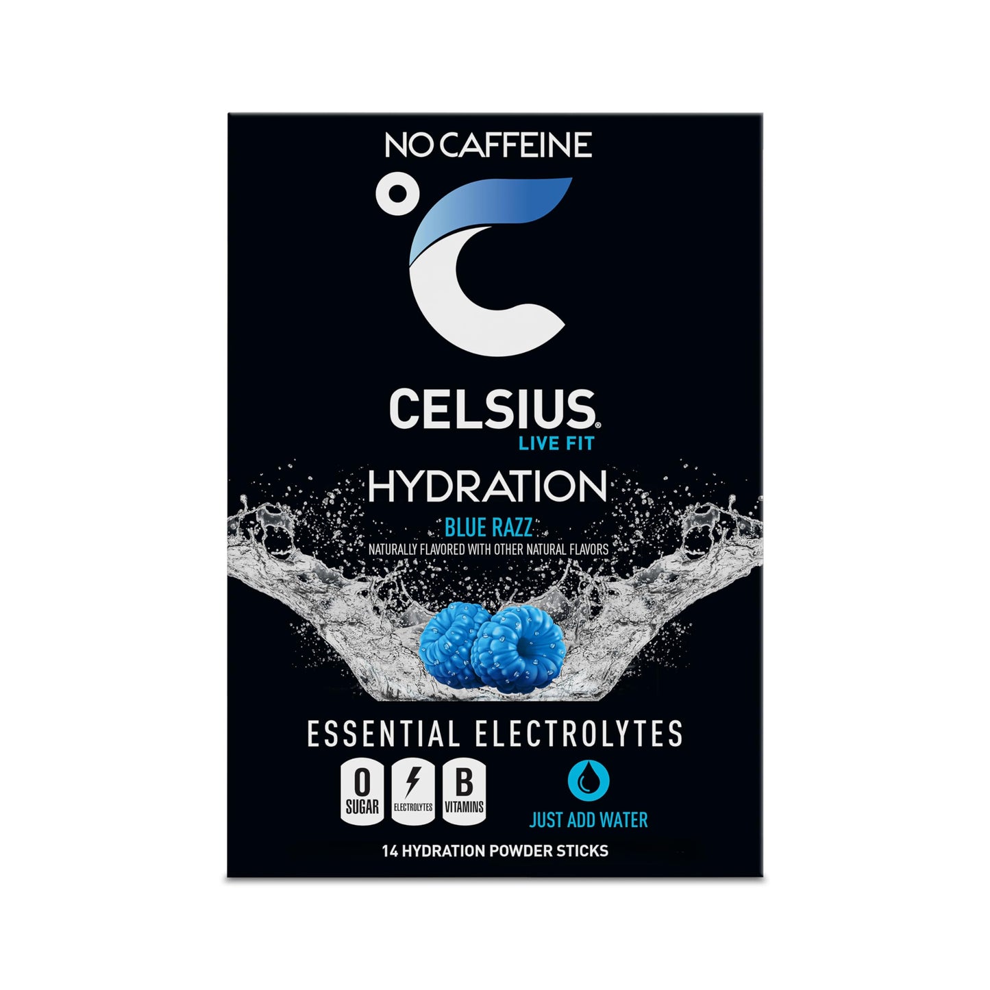 CELSIUS Hydration™ Blue Razz Flavor, Essential Electrolyte Hydration Packets (Pack of 14)