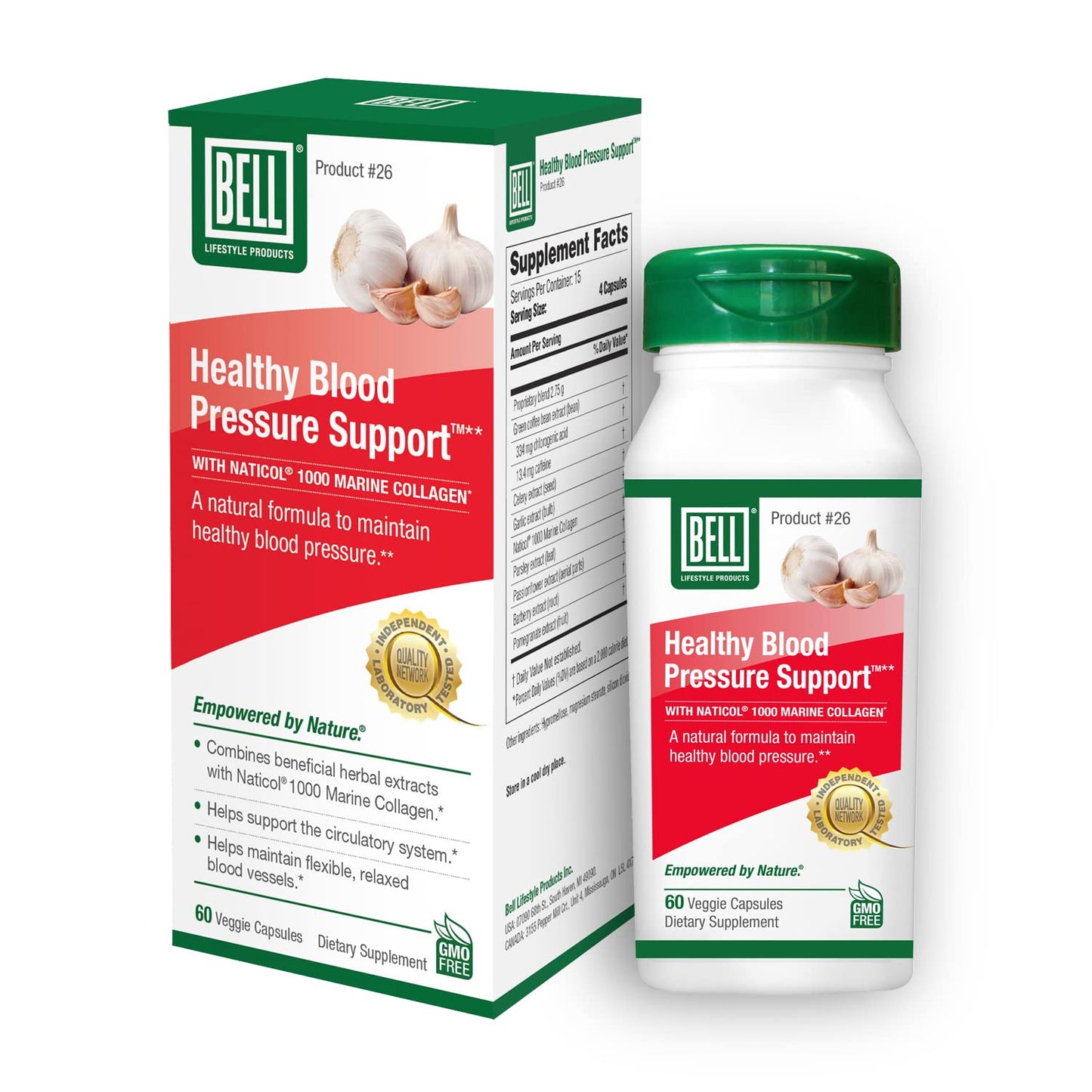 Bell Healthy Blood Pressure Support™ Unique Blend - Natural Blend of Green Coffee Bean Extract, Garlic & Celery Seed Extract Supplements- 60 Capsules, Vegan, Non-GMO