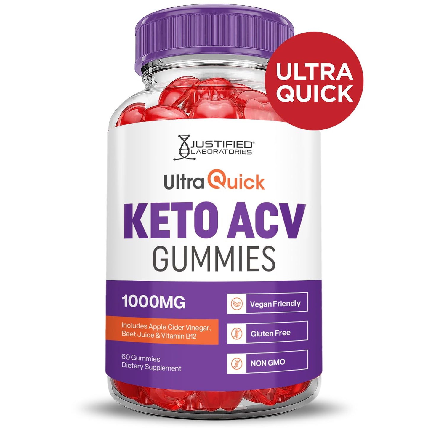 (2 Pack) Ultra Quick Keto ACV Gummies Advanced Formula 1000MG Ultraquick Keto Gummies Apple Cider Vinegar Formulated with Pomegranate Beet Juice Powder B12 Vegan Non GMO 120 Gummys