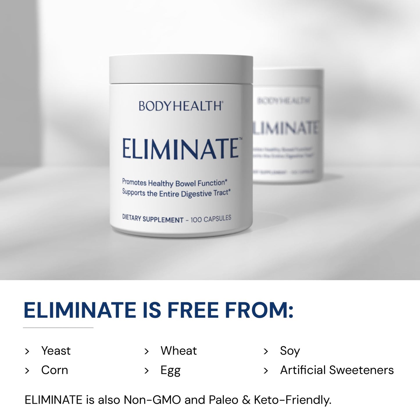 BodyHealth Intestinal Cleanse - Eliminate, Colon Cleanser Detox, Gentle Laxative Pills and Bowel Flush Constipation Relief for Adults, Body Cleanse for Colon Health and Clean Gut (100 Capsules)