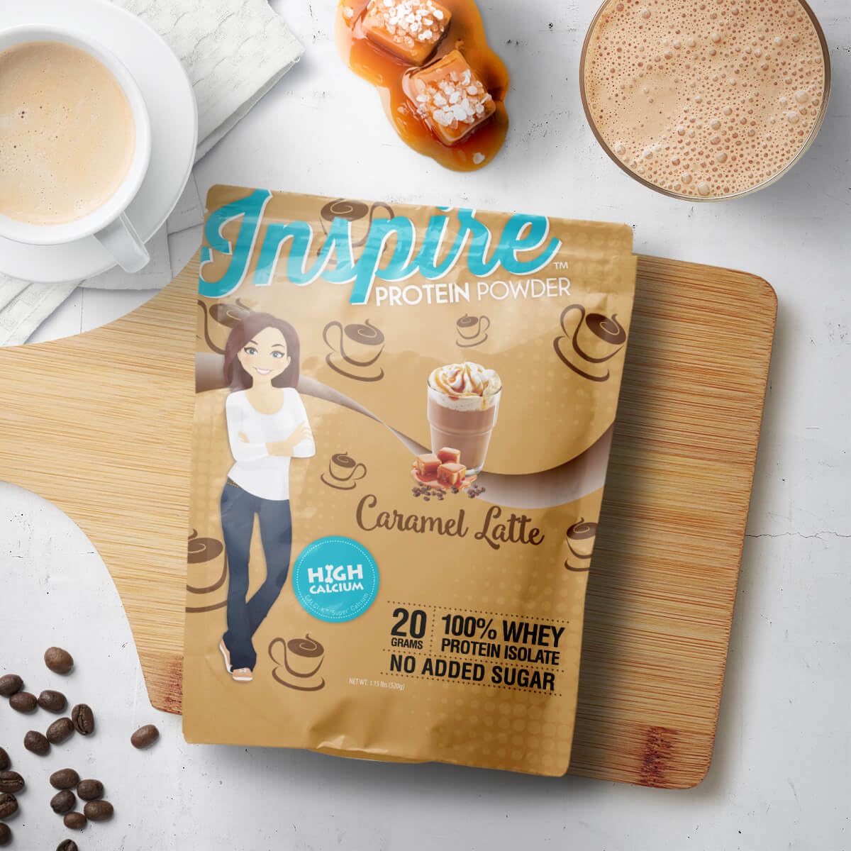 Bariatric Eating Inspire Caramel Latte Sugar-Free 20g Whey Protein Isolate Powder (20 Servings)