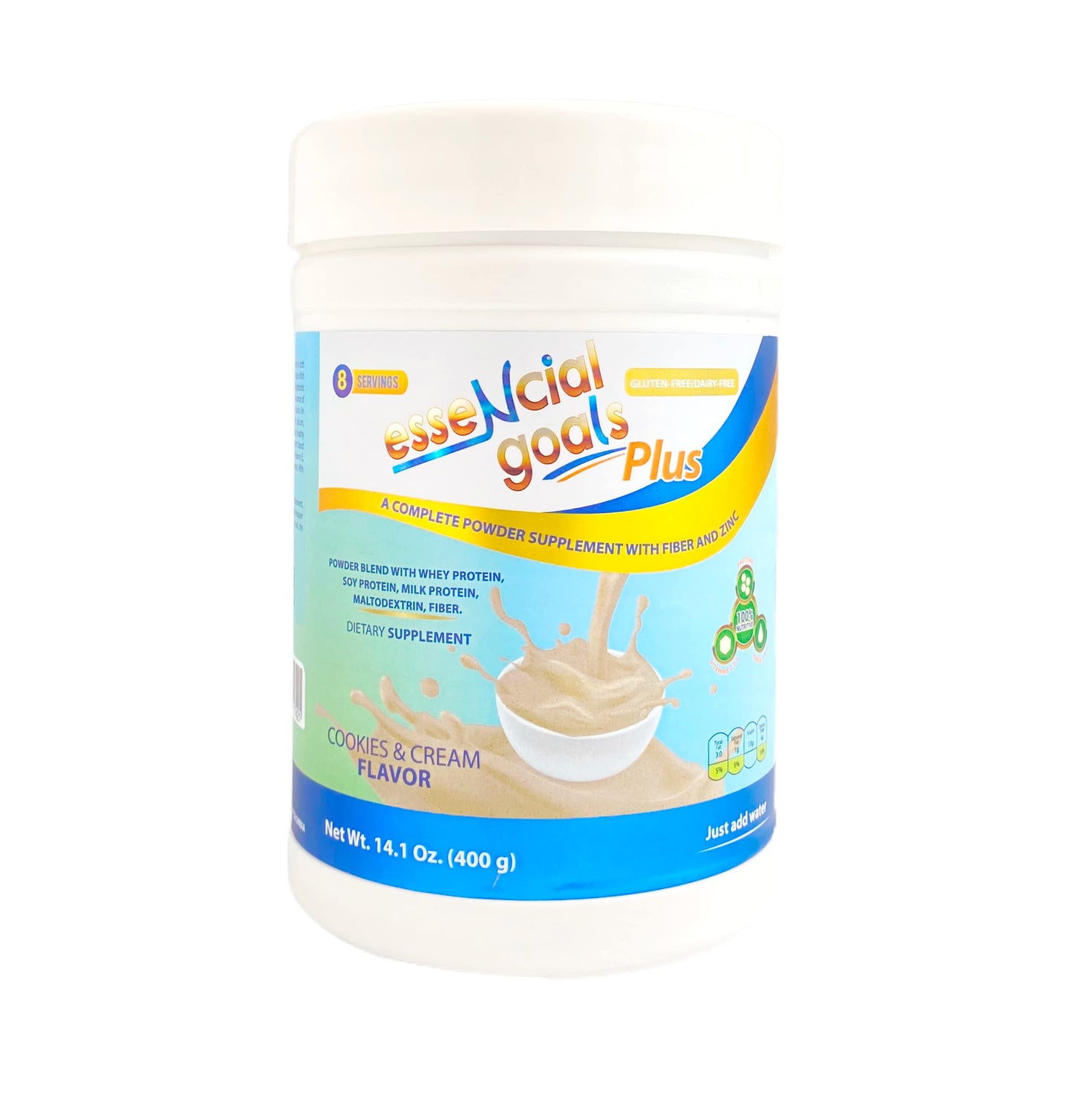 ESSENCIAL GOALS Plus, Cookies and Cream, 11g Protein, Vitamins & Minerals, Nutrients to Support Immune Health.