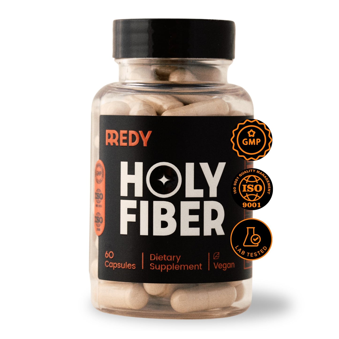 REDY 4-in-1 Premium Blend Psyllium Husk, Aloe Vera, Chia Seeds, Flaxseeds, Fiber Supplement Men, 60 Vegan Capsules, Gut Health Support, Digestive Regularity, Constipation Relief, Bowel Movement