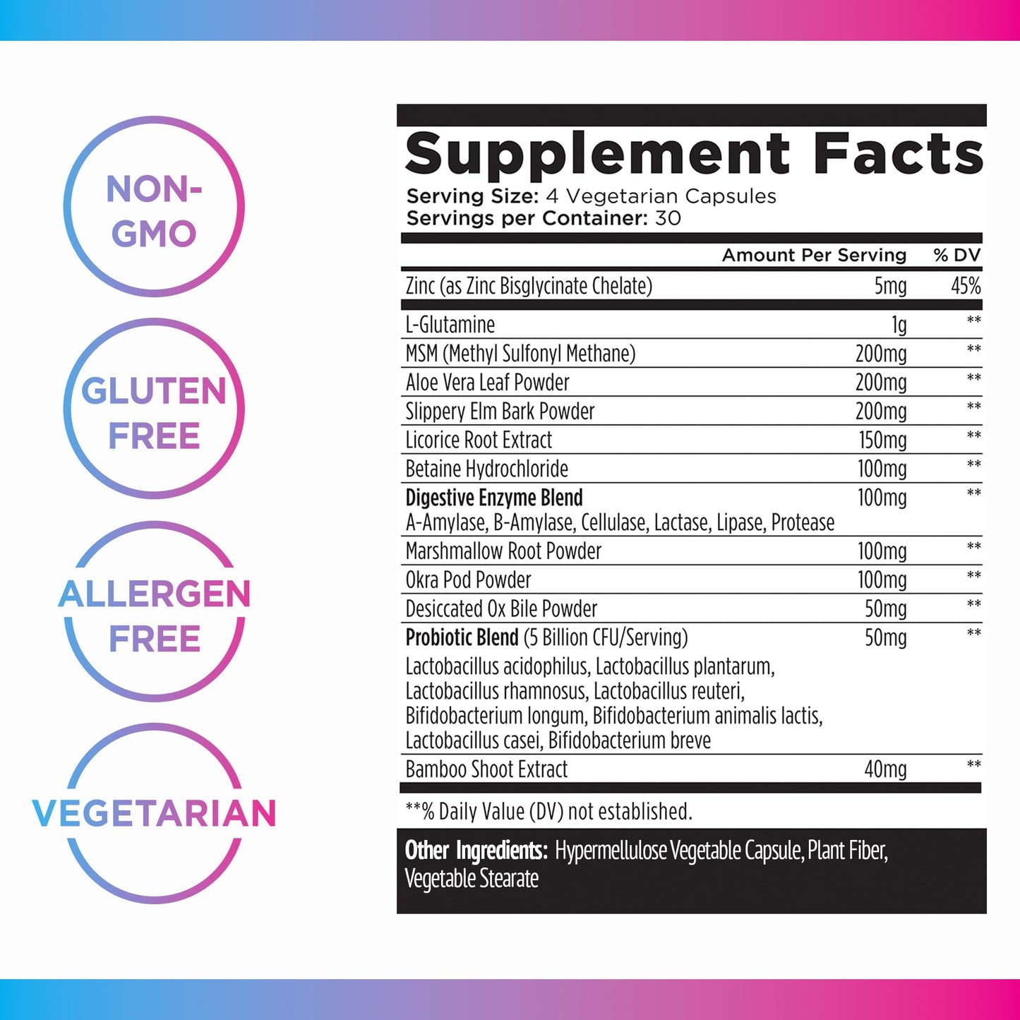 Livingood Daily Gut Cleanse Detox for Women & Men, GI Support (120 Vegetarian Capsules) - Gut Pills for Detox Cleanse with MSM, L-Glutamine, & Digestive Enzyme - Gluten-Free, Non-GMO, & Allergen-Free