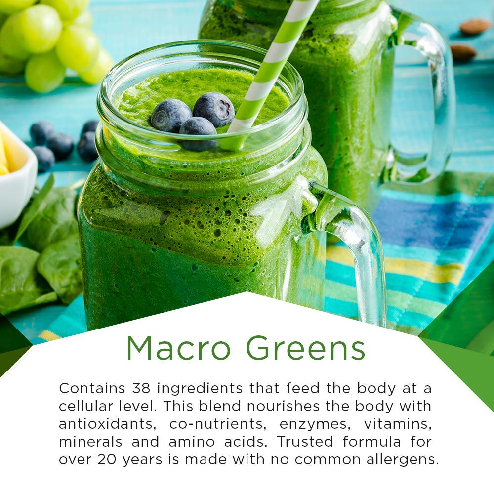 MacroLife Naturals Macro Greens Powder 38 Superfood Probiotic Antioxidant Enzyme & Herbal Supplement Immunity Energy Cleanse - Non-GMO Vegan Gluten-Free Dairy-Free - 30oz (90 Servings)