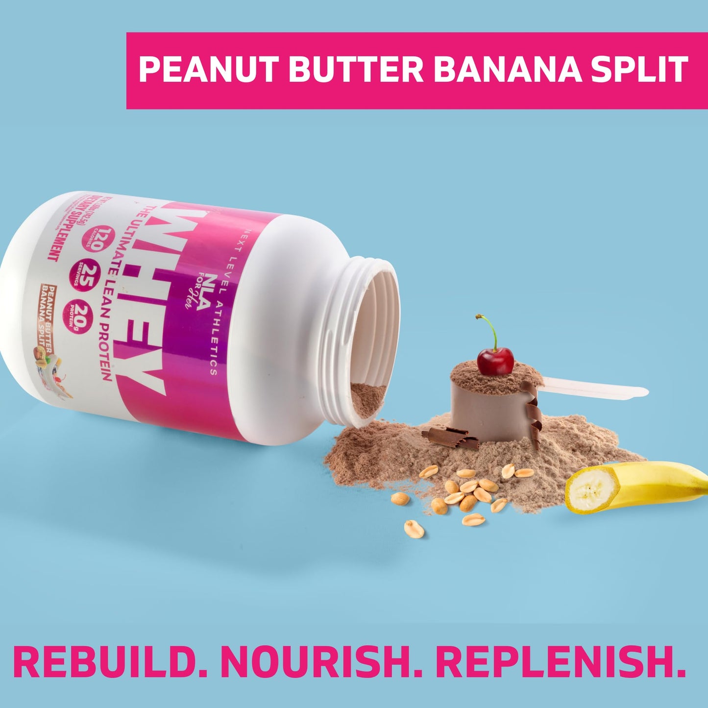 Her Whey (Peanut Butter Banana Split) -1.7 lb tub-Whey Isolate for Women (25 Servings, 20g Protein) Fitness Recovery, Builds Optimal Lean Muscle, Quick Absorbing, Appetite Weight Control, Low Calorie