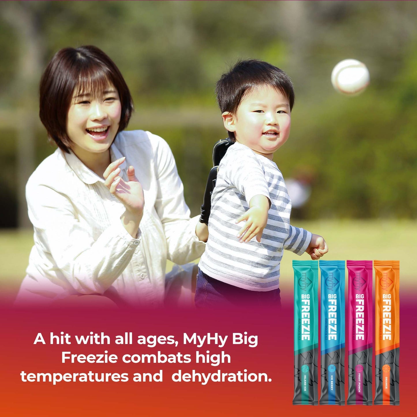 MyHy - Big Freezie Electrolyte Popsicles - Electrolyte Freezer Pops, Hydration Popsicles for Adults & Kids, All Sport Freezer Pops for Active Lifestyle & Sweat Loss - Fruit Punch & Orange, 16 Count