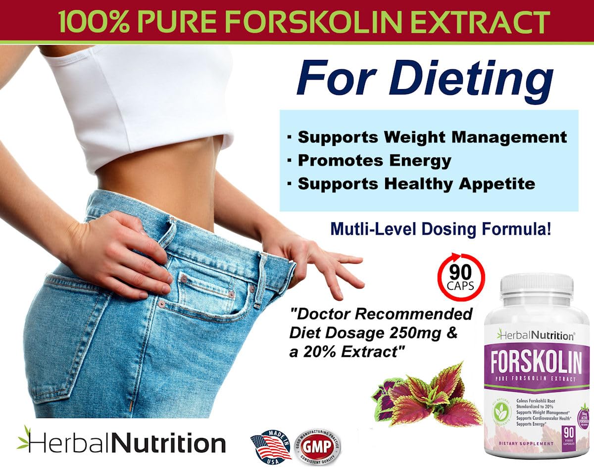 Forskolin for Weight Loss, 250mg-500mg Max Strength Forskolin Two Pack 90 Count Bottles, 20% Extract of Pure Forskolin, Ideal Diet and Athletes Formula!