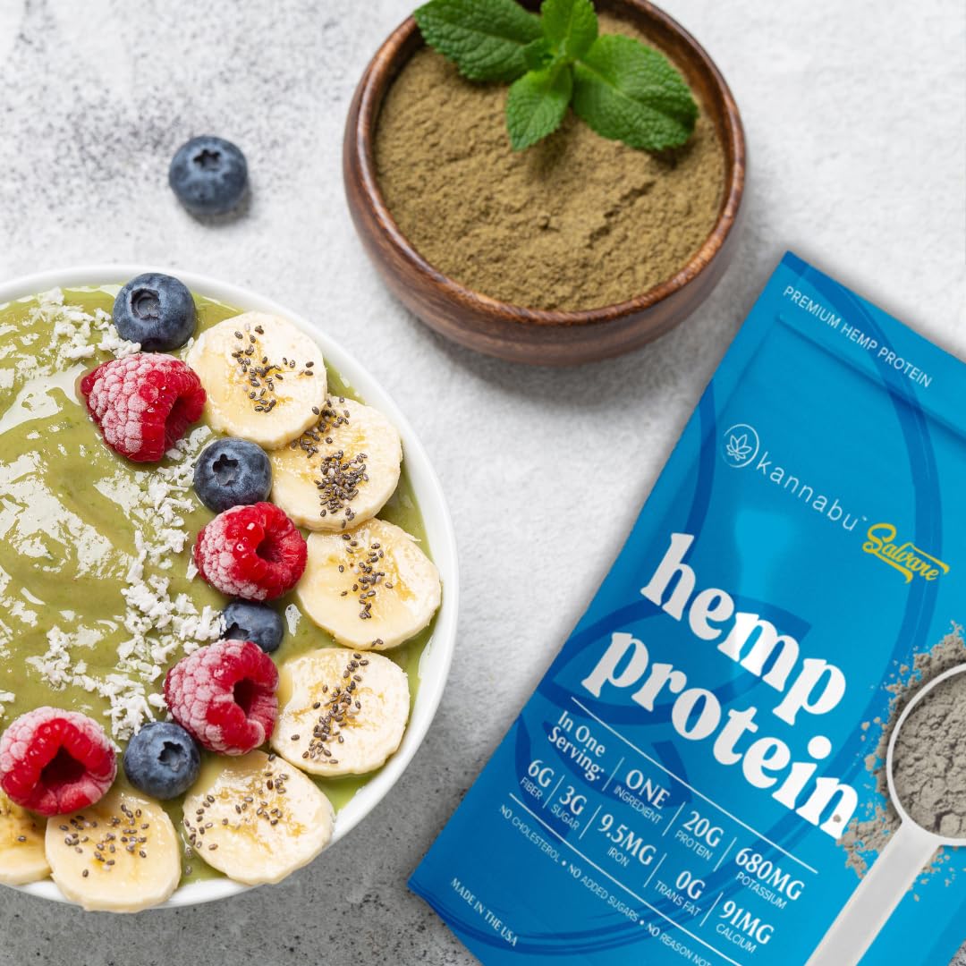 Kannabu Hemp Protein Powder | 20G Plant Protein Per Serving | All Natural Fiber Iron Potassium Magnesium Omega 3 6 9 | Hemp Seeds Superfood | Vegan Gluten Free Kosher Keto (14.8 oz - Pack of 1)