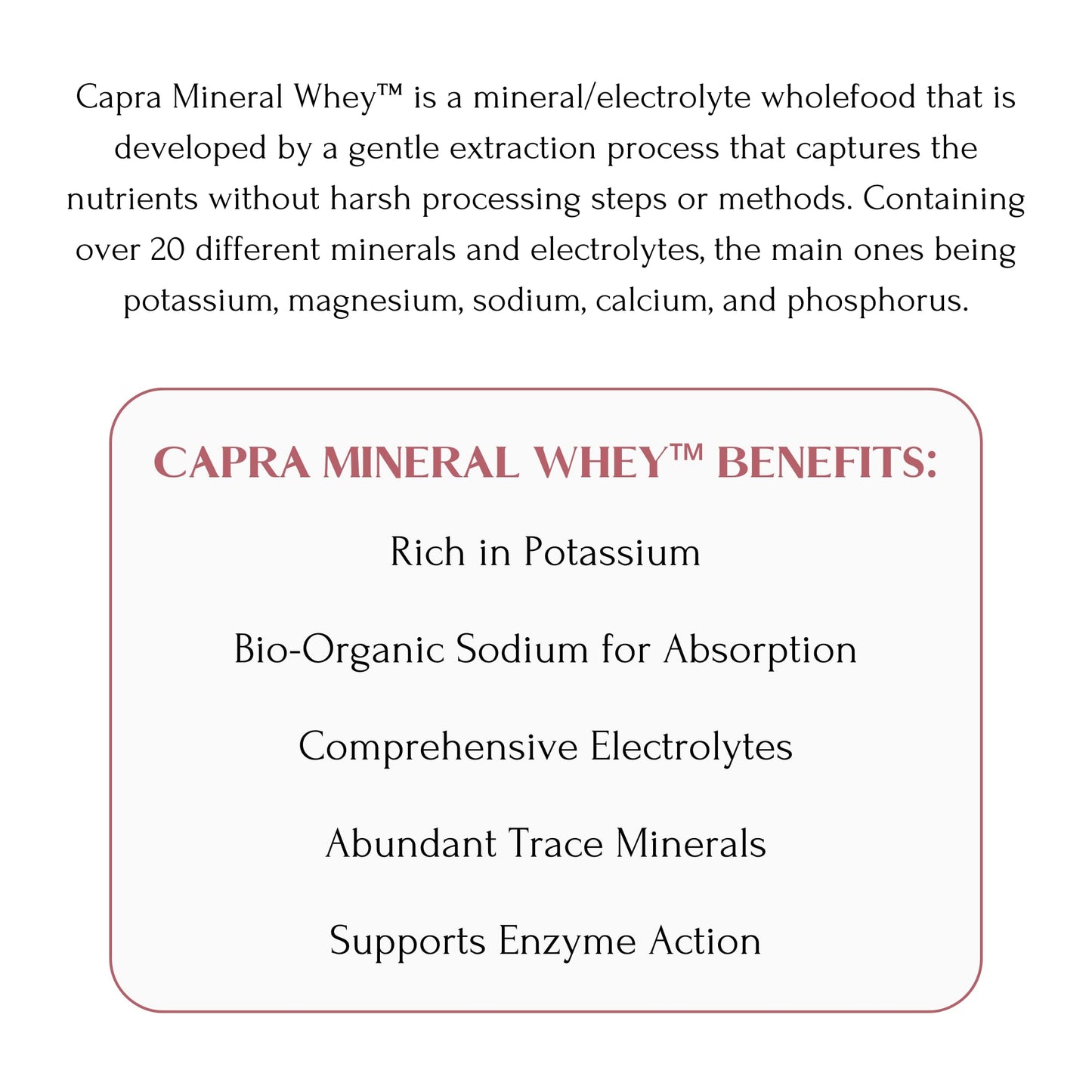 Mt. Capra Mineral Whey | A Whole Food, Bio-Available Mineral/Electrolyte Powder Supplement from Goat Milk Whey, Rich in Potassium, Alkalizing | 56 Servings - 50.8 oz