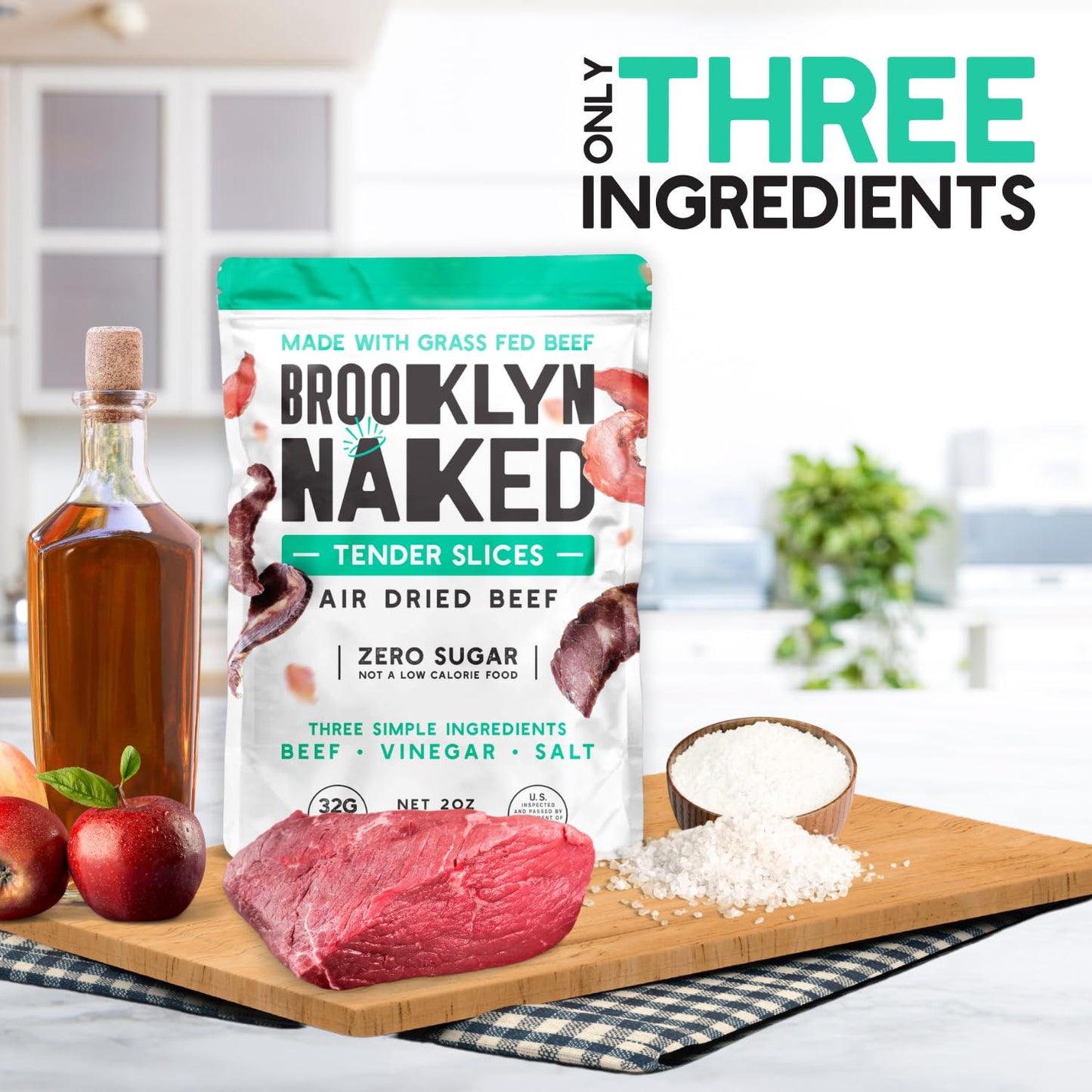 Brooklyn Biltong CARNIVORE Snack Air Dried Grass Fed Beef South African Beef Jerky AIP Approved Paleo Keto Gluten Free Only Salt Water and Vinegar Made in USA 16 oz Bag