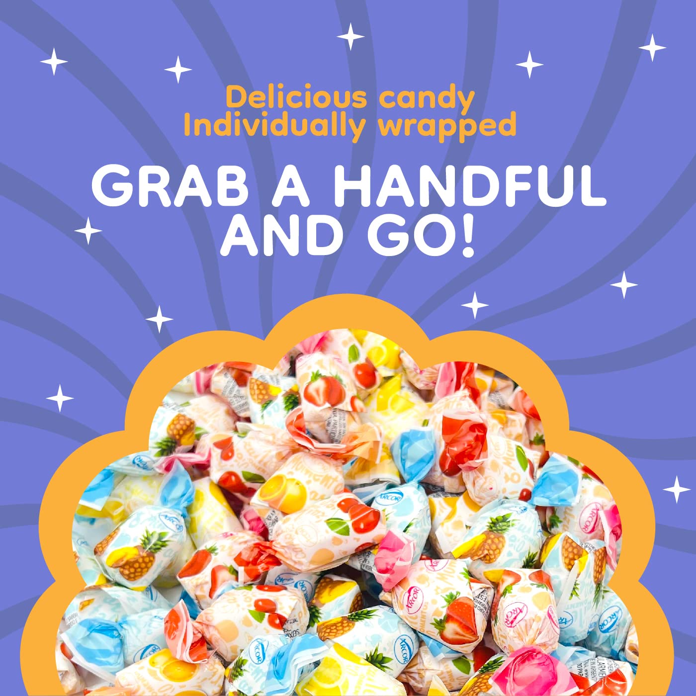 Arcor Fruit Filled Assorted Bon Bons Hard Candy Bulk 2 Pound Bag