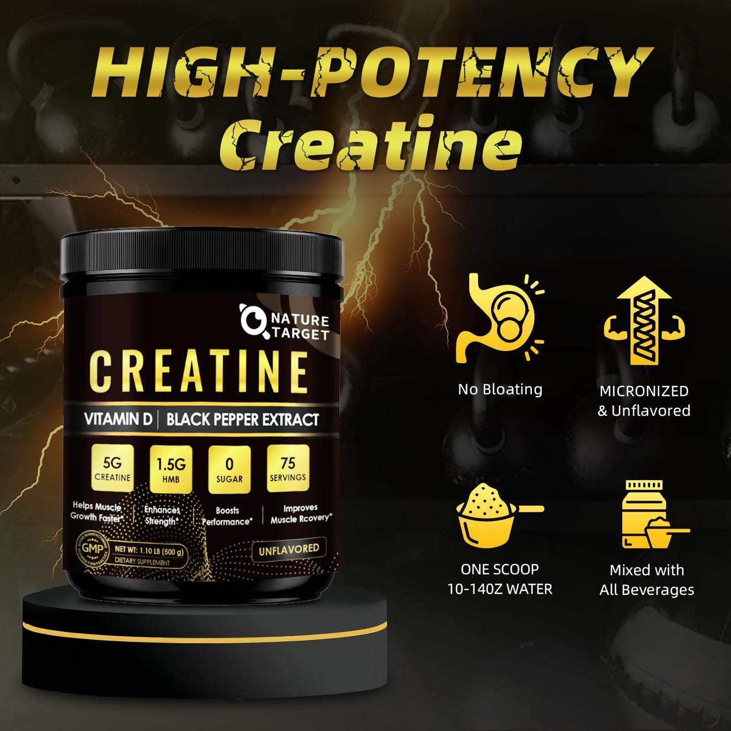 NATURE TARGET Creatine for Adults for Muscle Growth