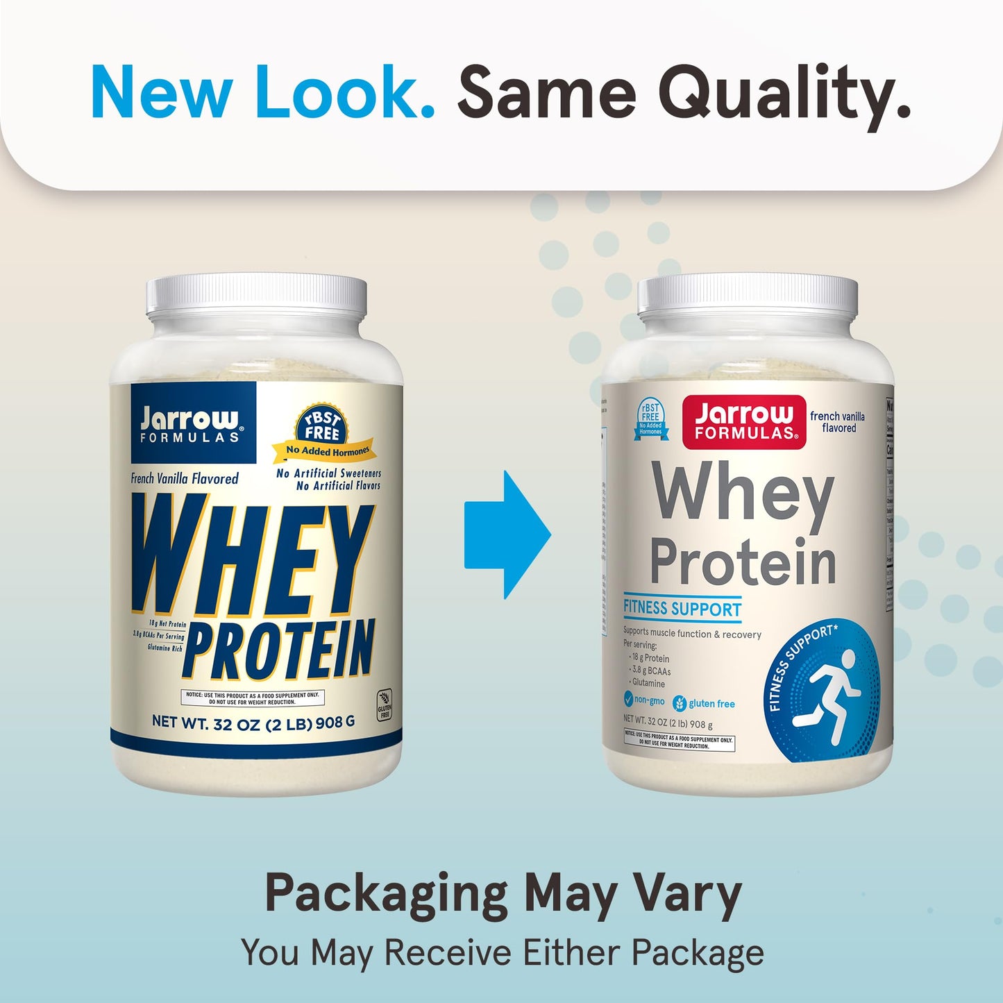 Jarrow Formulas Whey Protein With 18 g of Protein, 3.8 g of BCAAs, & Glutamine, Dietary Supplement for Muscle Function & Recovery Support, 32 oz Vanilla Flavored Powder, Approximately 36 Day Supply