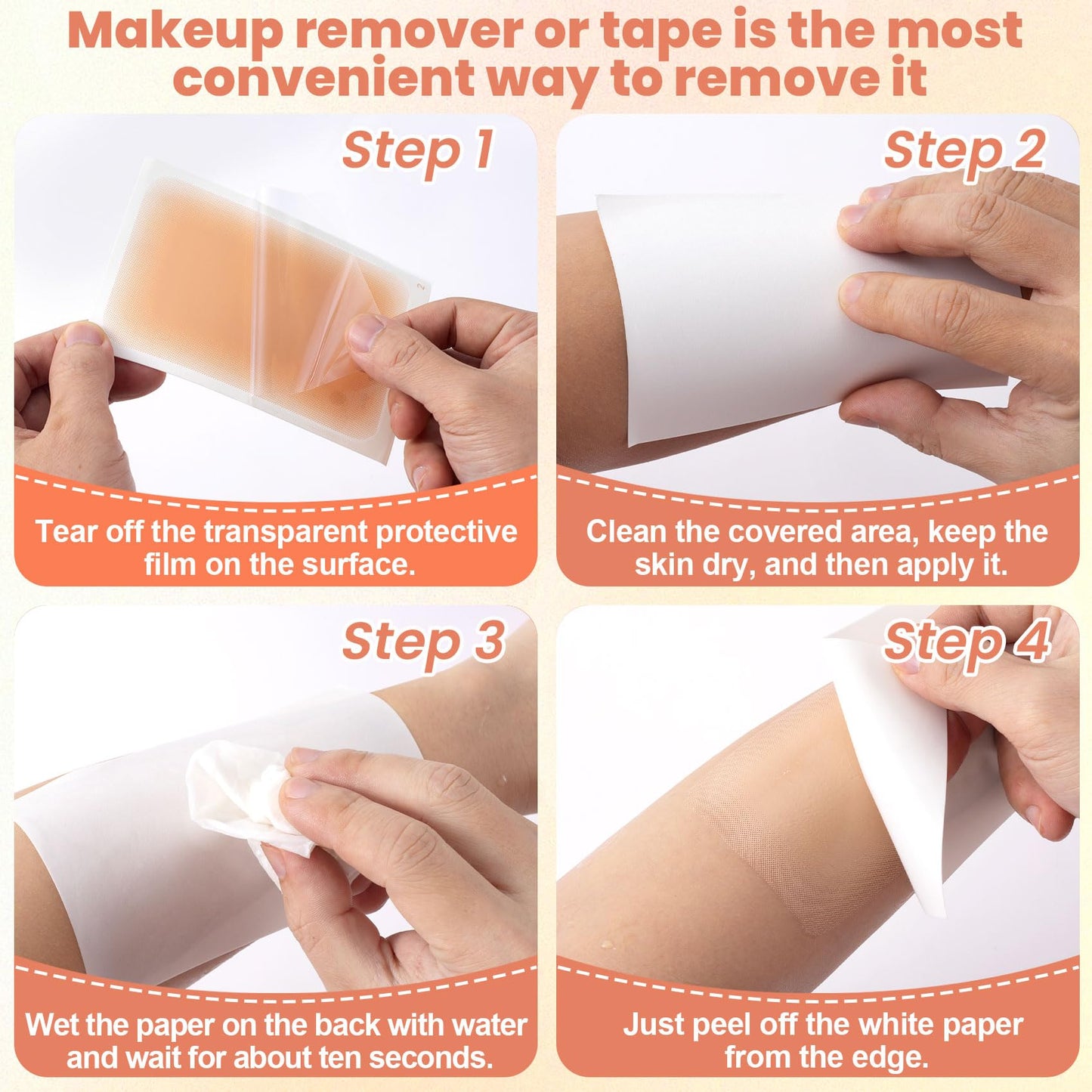 JYvivid 4 Pcs Tattoo Cover Up Patch, Ultra Thin Skin Cover Up Pad, Waterproof Breathable Scar Patch, Invisible Sweatproof Concealer Makeup Sticker for Tattoo, Dark Spots, Scar, Birthmarks (Dark Skin)