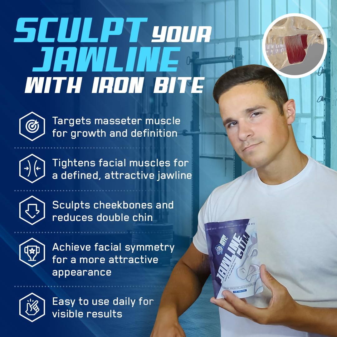 Iron Bite Jawline Gum 25 month supply Hard Chewing Gum For Strong Jawline Sugar Free Mewing Gum Mint Chewing Gum For Jaw Training