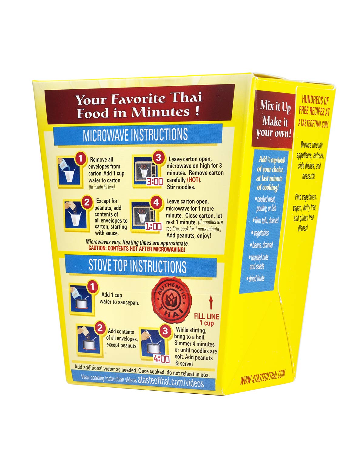 A Taste of Thai Pad Thai Noodles 575oz Pack of 6 Heat Eat Instant Noodles Flavored with Classic Thai Sauce GlutenFree Ideal Vegan Meal Perfect Side for Chicken Fish Meat Entrees