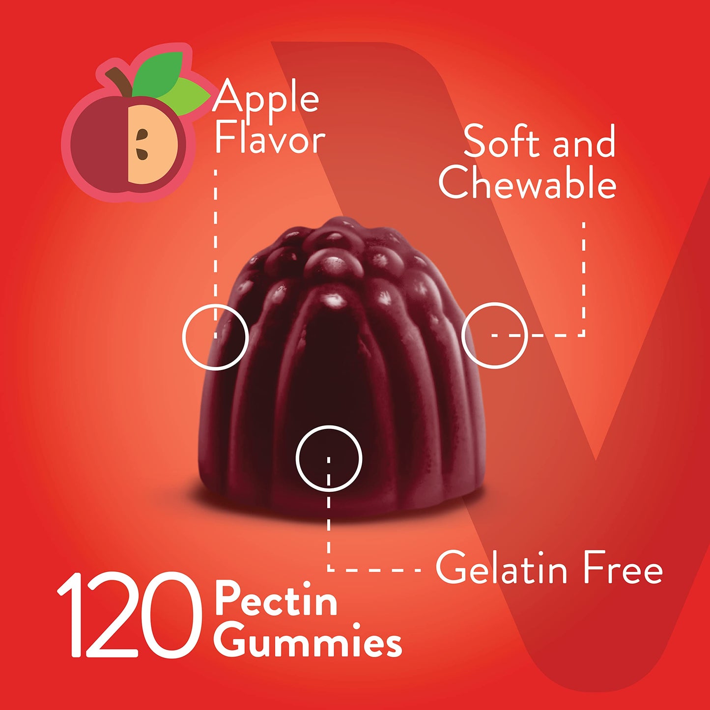 Apple Cider Vinegar Gummies 1,000mg Plus Ginger, ACV with The Mother, Detox Cleanse for Weight Loss and Immune Support, Vegan, Gluten Free, Gelatin Free, GMO Free - Chewable Apple Flavored Gummy