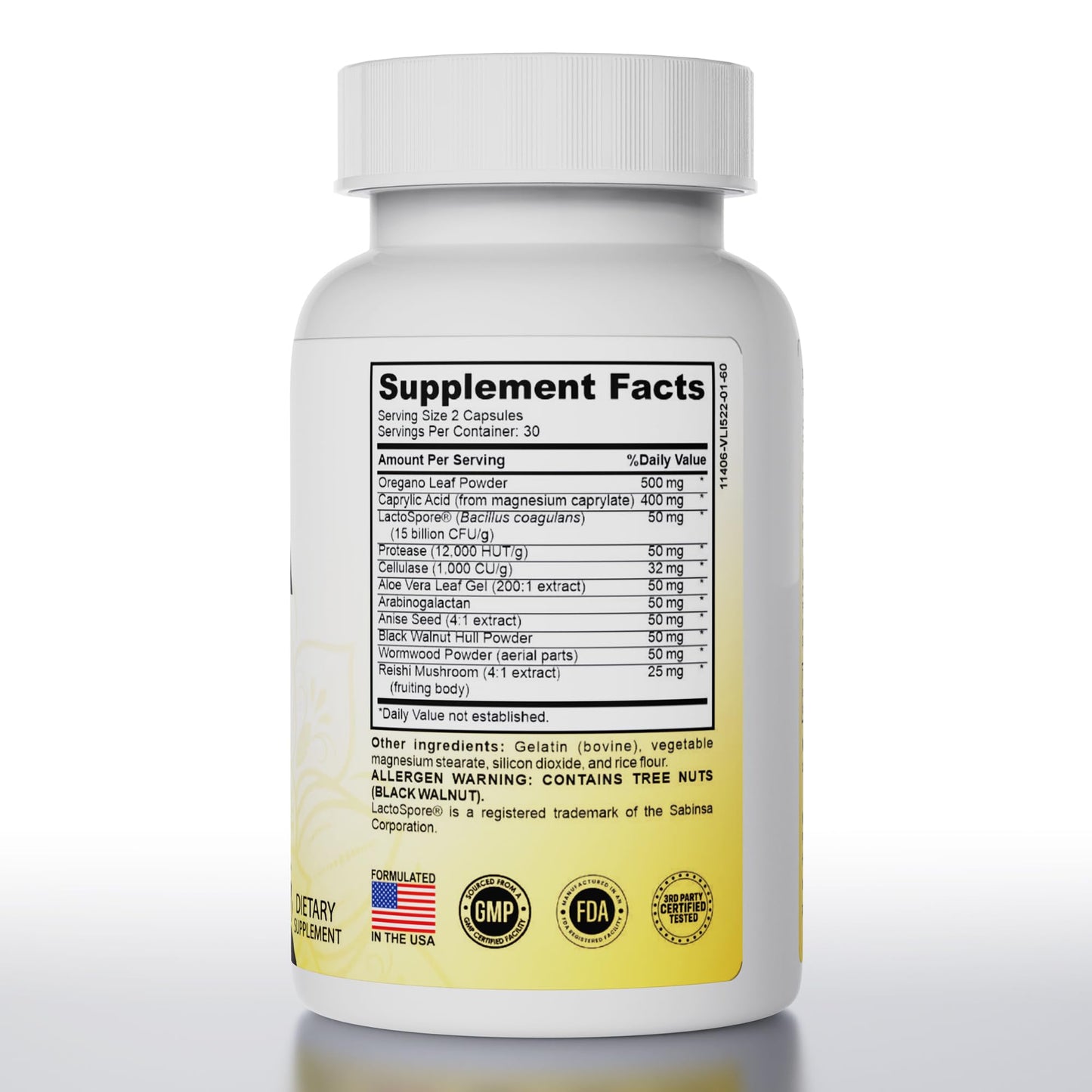 Pure Peak Candida Cleanse - Gut & Colon Support (60 Capsules) - for Men & Women - Natural Herbs for Intestinal Detox - Oregano Leaf, Wormwood, Black Walnut, Caprylic Acid