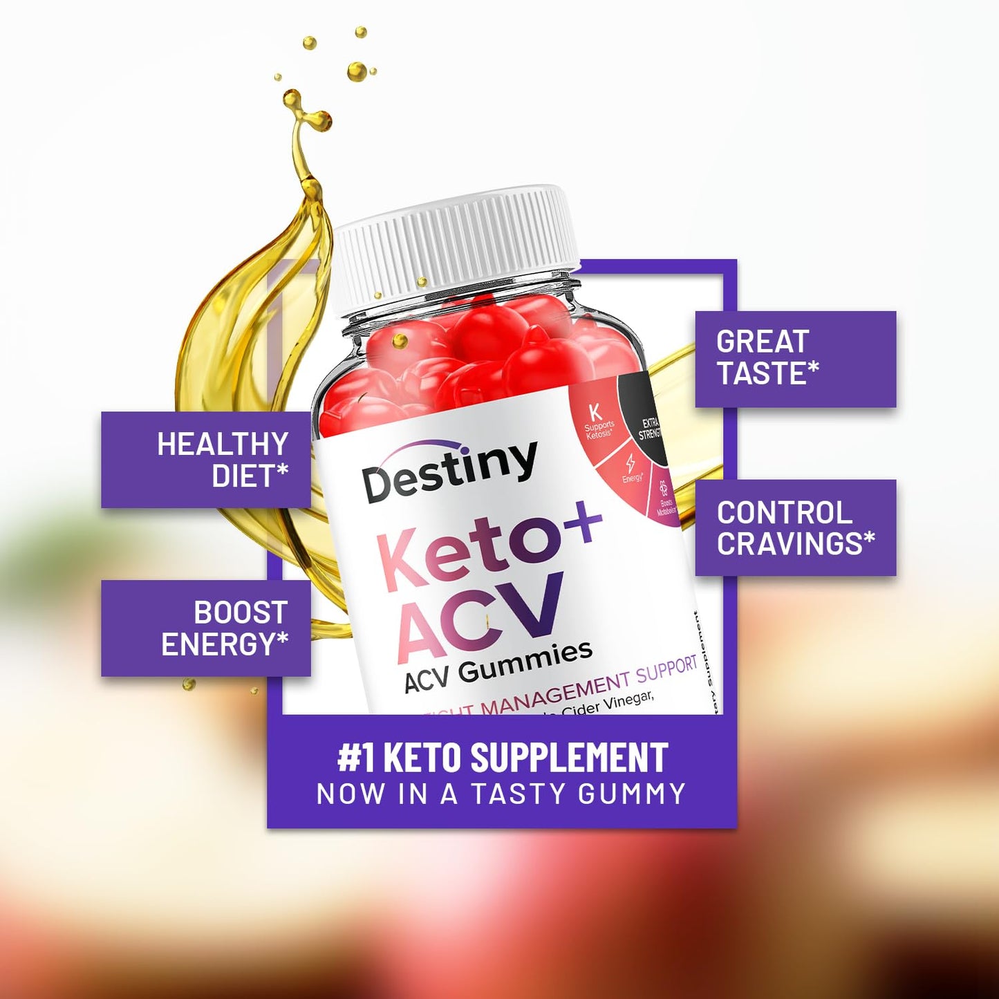 (2 Pack) Destiny Keto ACV Gummies - Advanced Formula Destiny Keto Plus ACV Gummies Apple Cider Vinegar, Weight Management, Destiny ACV Dietary Supplement (120 Gummies)