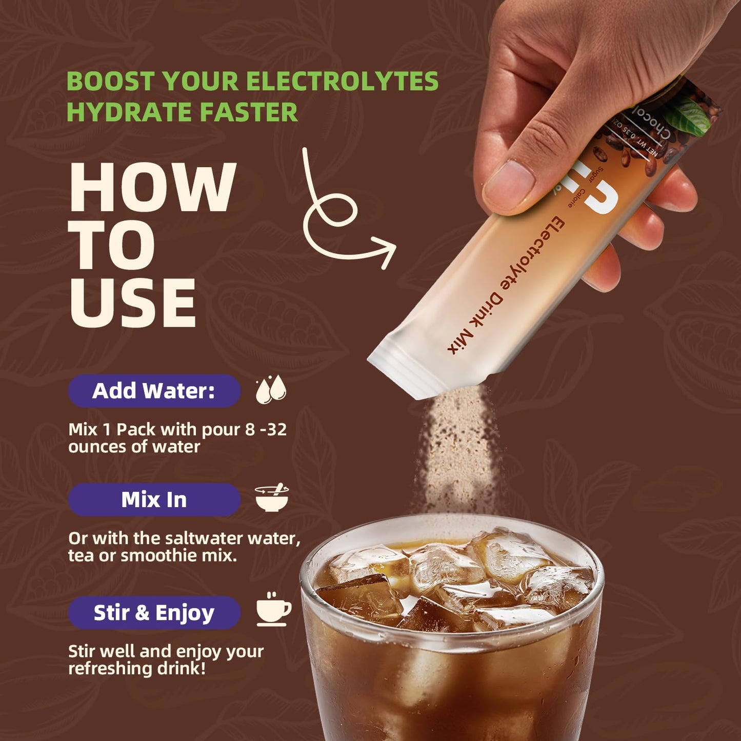 B BEWORTHS Electrolytes Powder Packets for Electrolyte Drink Mix | Sugar-Free Electrolytes Packets with Vitamins & Magnesium Replenish Hydration & Energy Boost - 15 Sticks