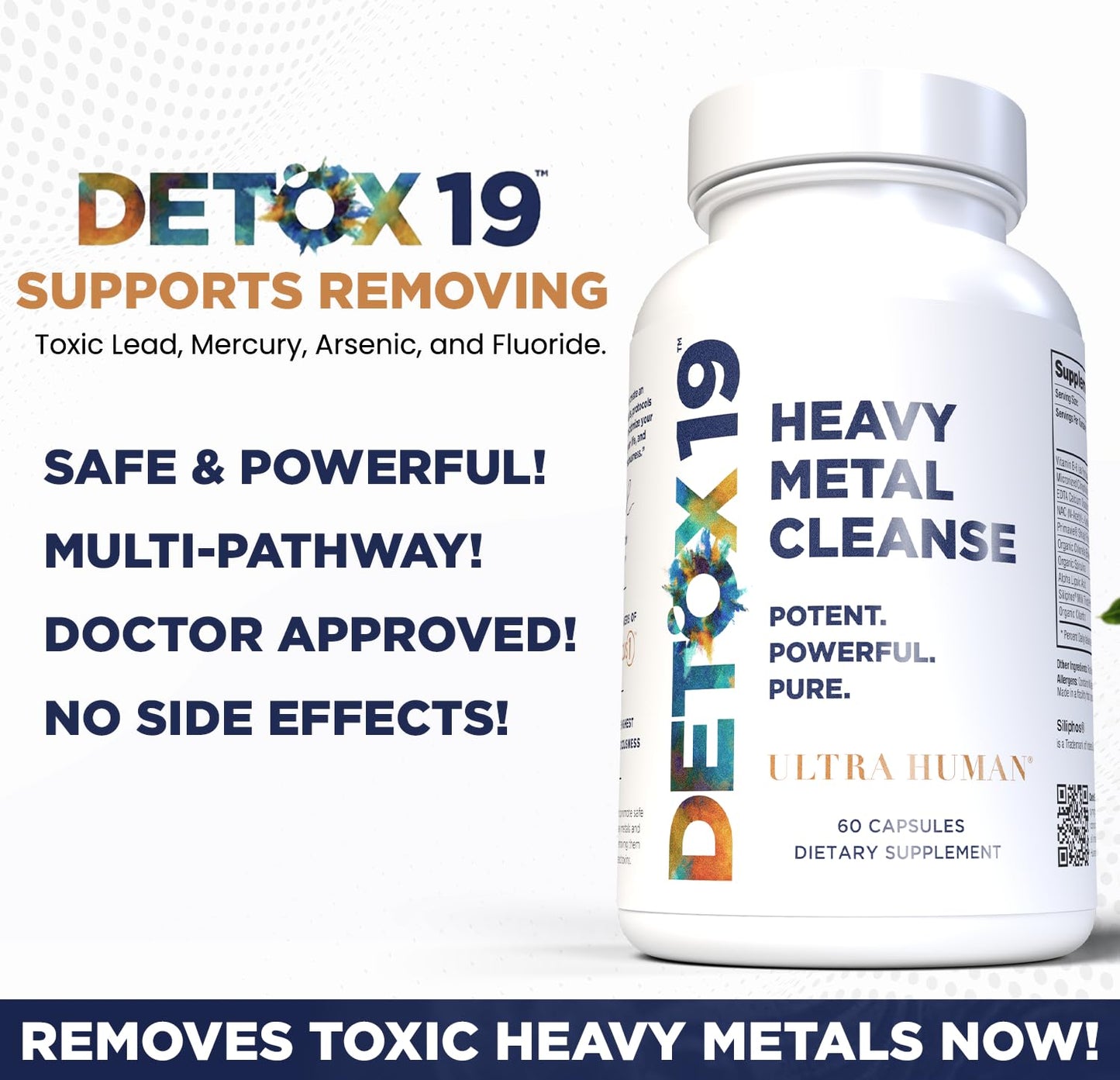 Ultra Human Heavy Metal Detox - Zeolite Detox Capsules, Natural Energy and Immune System, Supports Daily Detox and Optimal pH, Max Absorption Alkaline Capsules, Easy to Take (60 Capsules)