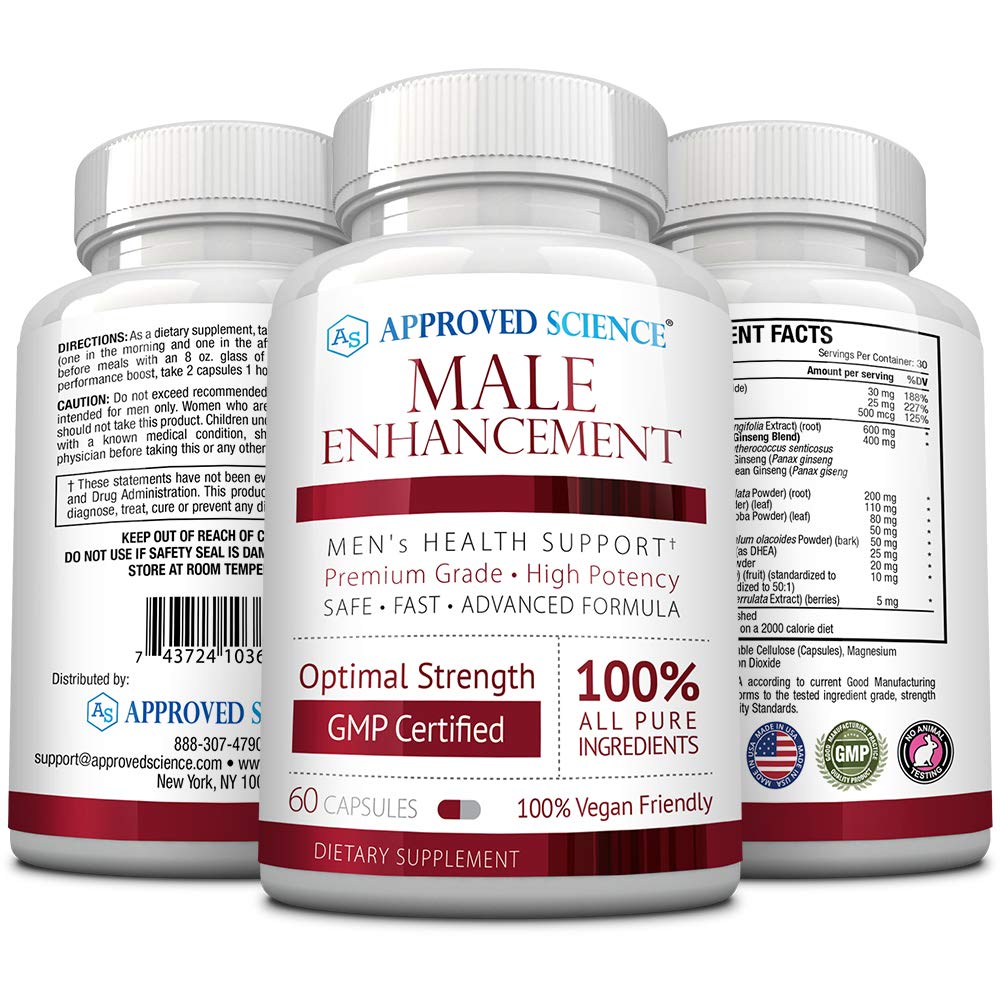 Approved Science® Male Enhancement - Boost Performance and Increase Drive - 60 Vegan Friendly Capsules (1 Bottle)