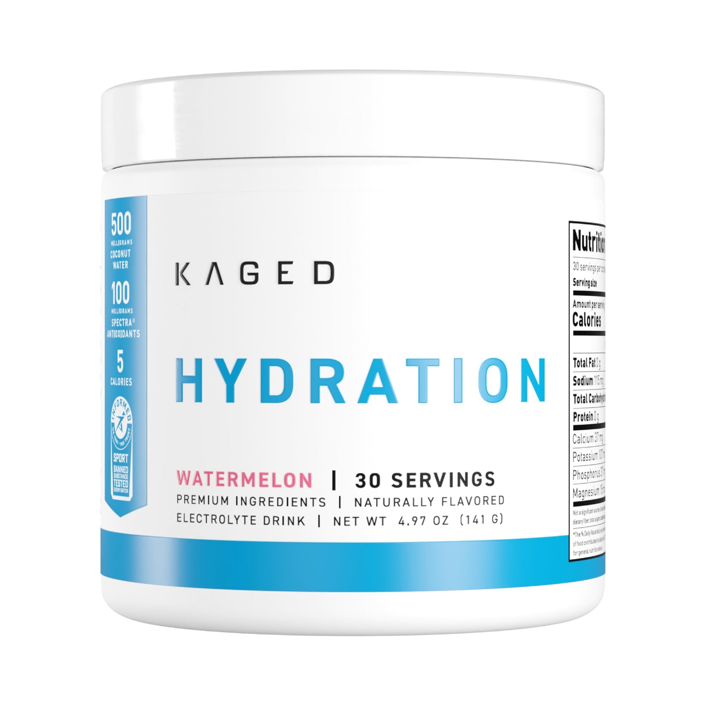 Kaged Electrolyte Hydration Powder | Hydracharge Watermelon | Sports Drink for Men and Women | Pre, Post, Intra Workout Supplement | 30 Servings