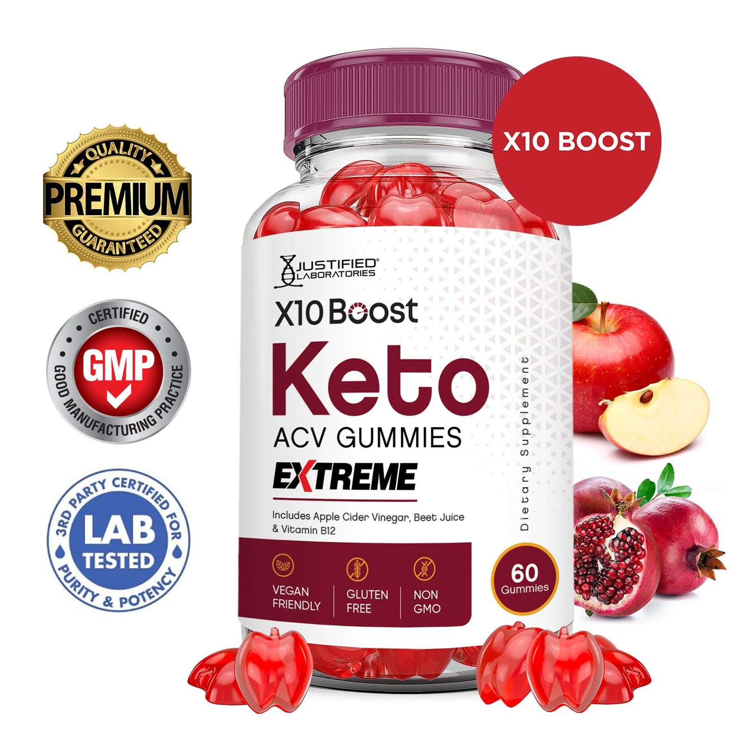 X10 Boost Keto ACV Gummies Extreme 2000MG X 10 Boost Keto Gummies Apple Cider Vinegar Formulated with Pomegranate Beet Juice Powder B12 Vegan Non GMO 60 Gummys