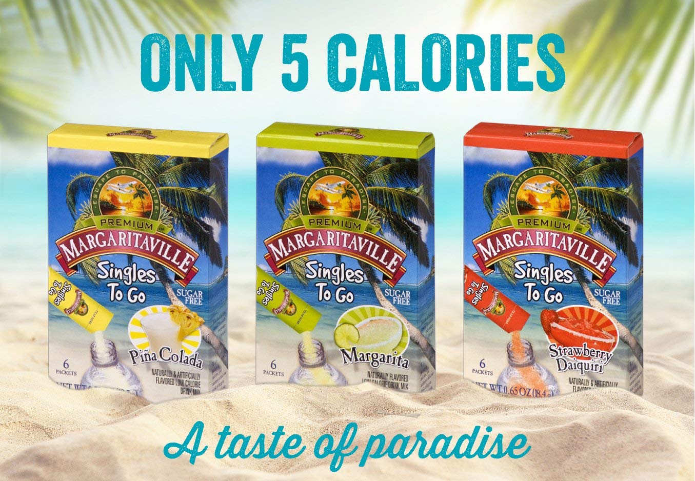 Margaritaville Singles To Go Water Drink Mix Margarita Flavored NonAlcoholic Powder Sticks 6 Packets Each Pack of 6