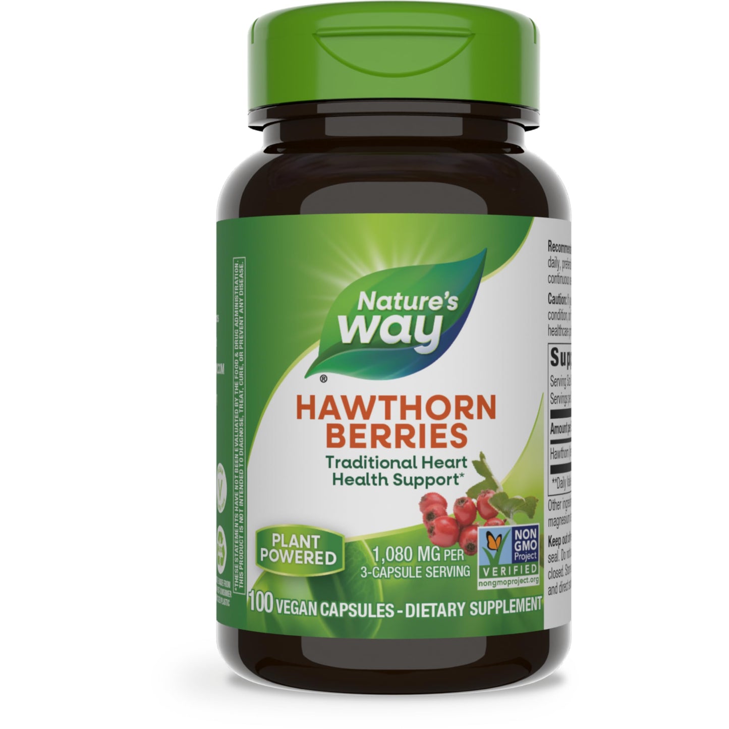 Nature's Way Herbal Hawthorn Berries, Traditional Heart Health Support*, 100 Vegan Capsules (Packaging May Vary)