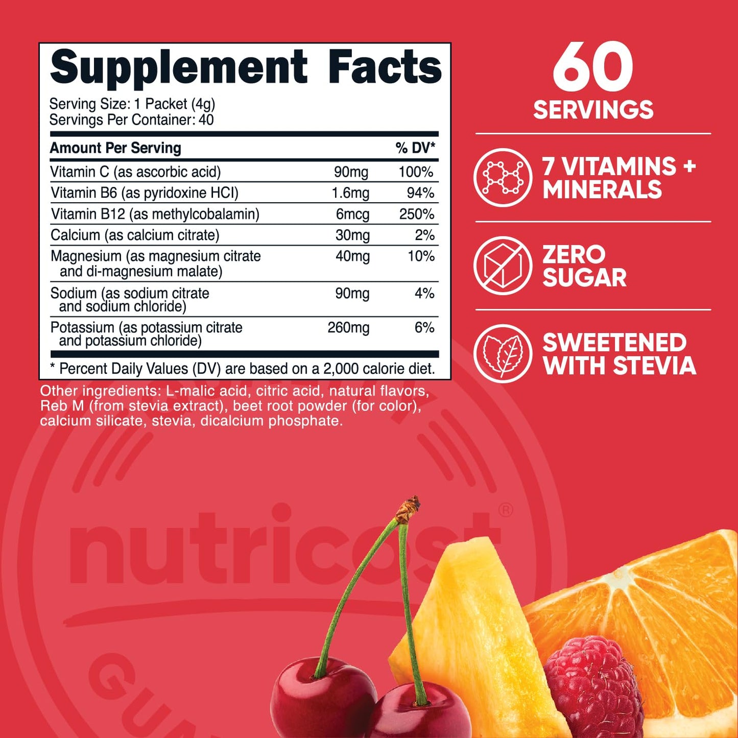 Nutricost Electrolytes Complex, Fruit Punch Flavored, 40 Stickpacks - Advanced Hydration Complex