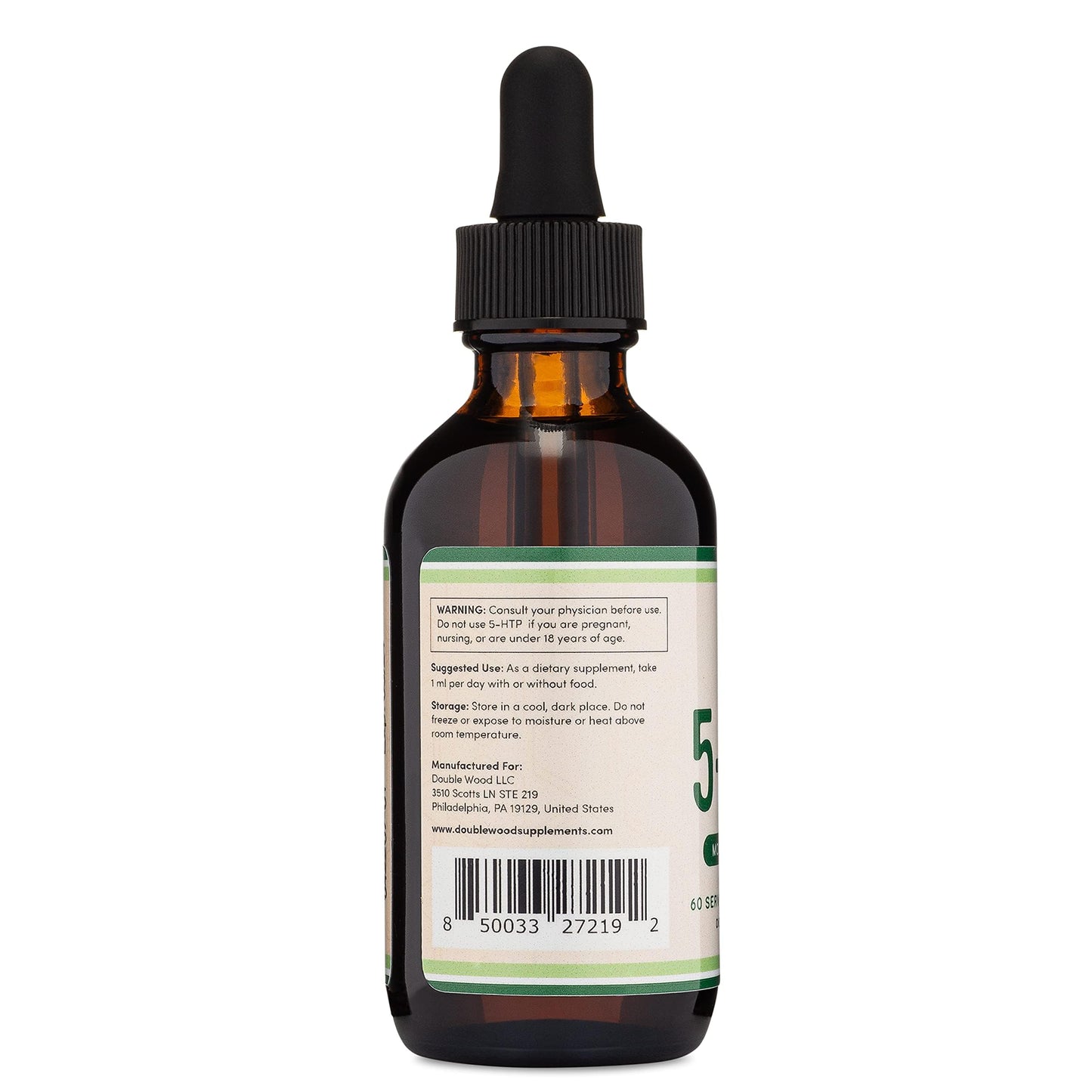 5HTP Liquid Drops - More Absorbable and Effective Than 5 HTP Capsules (60 Servings of 50mg 99%+ 5-HTP) Serotonin Supplement for Mood, Sleep, and Relaxation by Double Wood