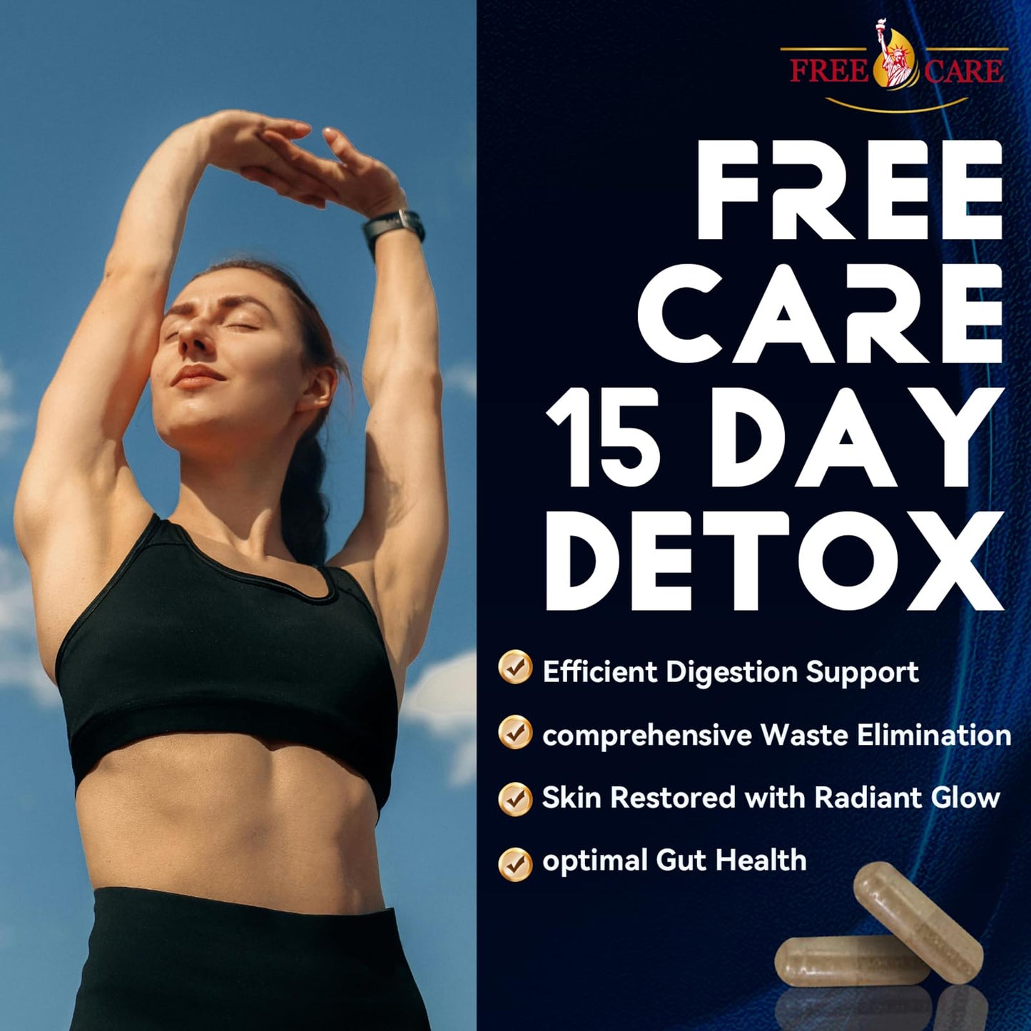 FreeCare Colon Cleanse 15+5Day Upgrade,Advanced Gut Cleanse Detox for Women & Men Fast Natural Laxative for Constipation Relief with Cascara Sagrada, Psyllium Husk, Senna Leaf & Probiotics, Non-GMO