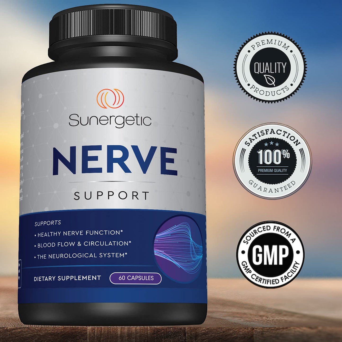 Premium Nerve Support Supplement - with Alpha Lipoic Acid (ALA) 600 mg, Acetyl-L-Carnitine (ALC) & Benfotiamine - Nerve Support Formula for Healthy Circulation, Feet, Hands & Toes - 60 Capsules