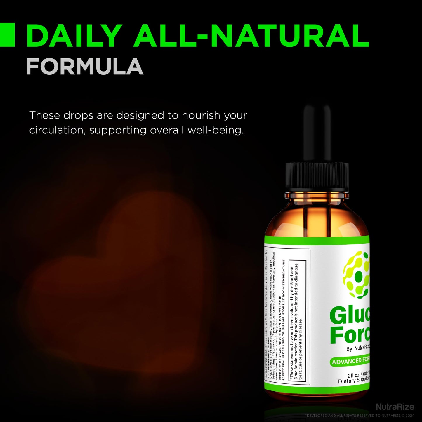 NutraRize (2 Pack) Gluco Force Drops, Official GlucoForce Liquid Formula, All-Natural Support for Energy and Overall Well-Being, Premium Gluco Force Gotas Review (60 Servings)