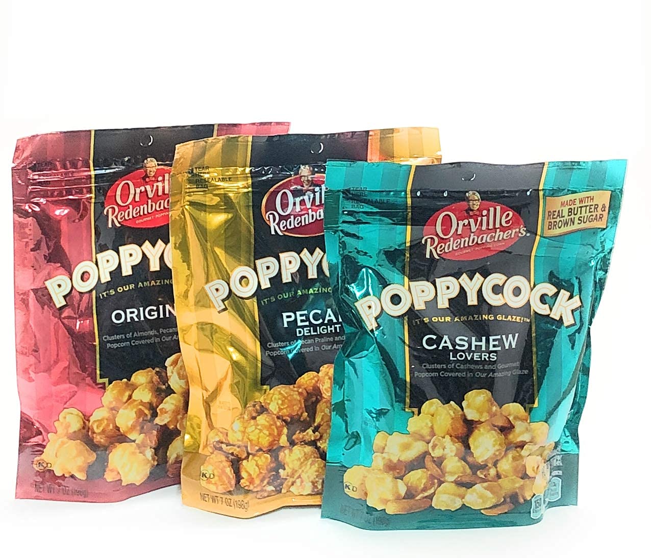 Orville Redenbacher Poppycock Variety Pack of Original Pecan Delight and Cashew Lovers 7 oz Each