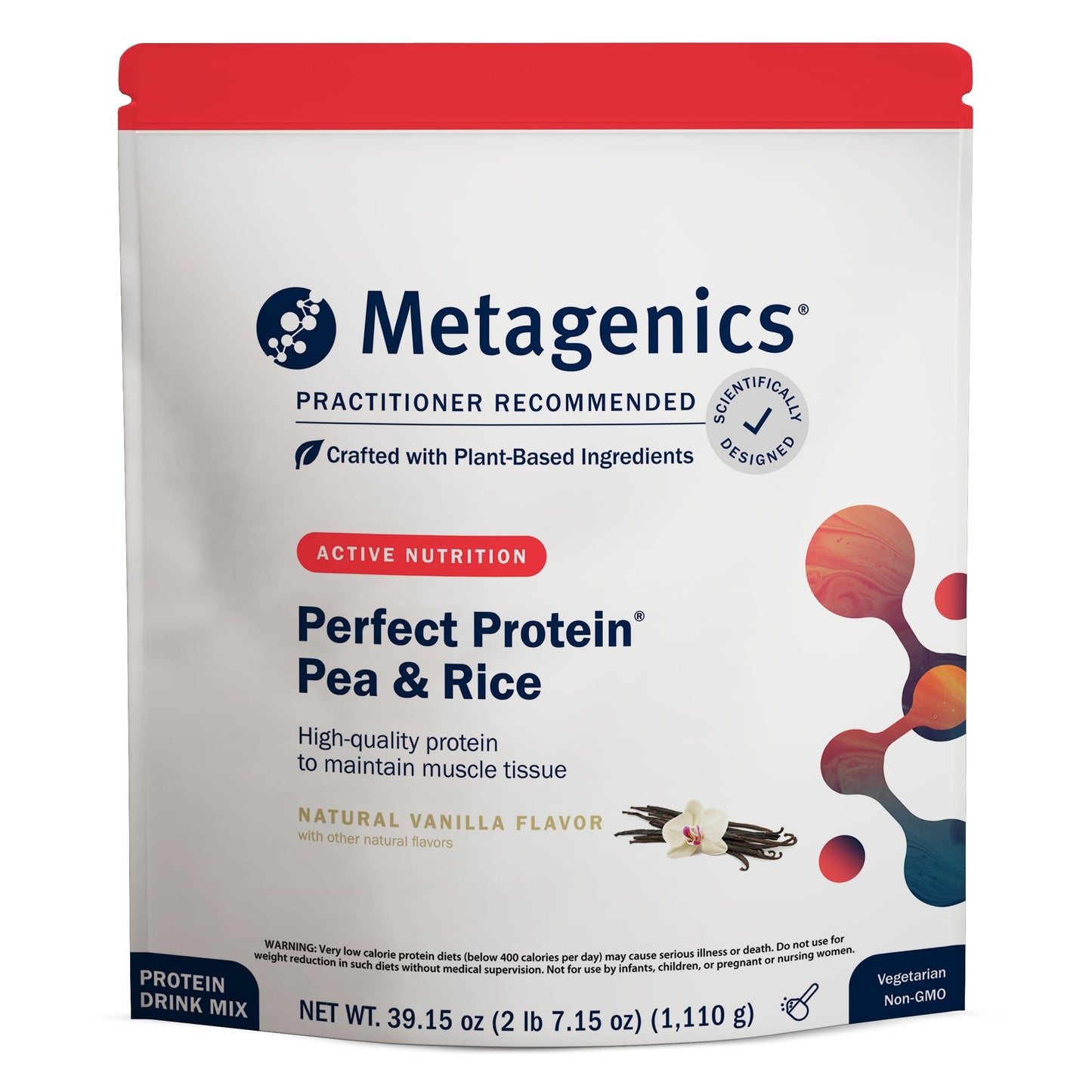 Metagenics Perfect Protein Pea & Rice - Featuring OptiProtein, a Balanced Combination of Proprietary Pea and Rice Protein with Added BCAAs - Vanilla Flavor - 30 Servings - 39.15 Oz