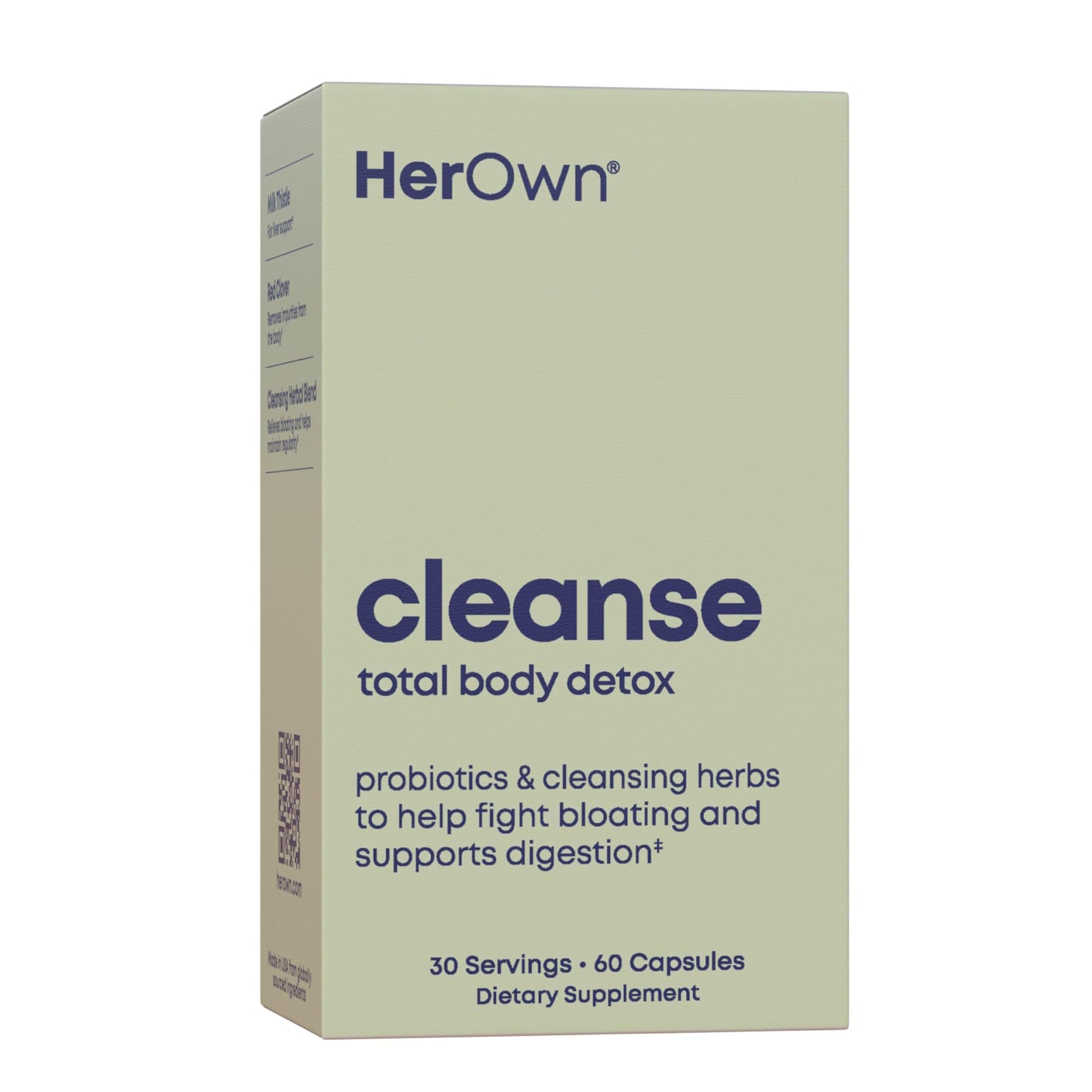 her own Cleanse, Gentle Detox, Supports Healthy Gut, Ocean Algae Cleanse, Prebiotic/Probiotic Blend, Cleansing Herbal Blend, Gluten and Soy Free, Vegan, 60 Capsules, 30 Servings, Multicolor